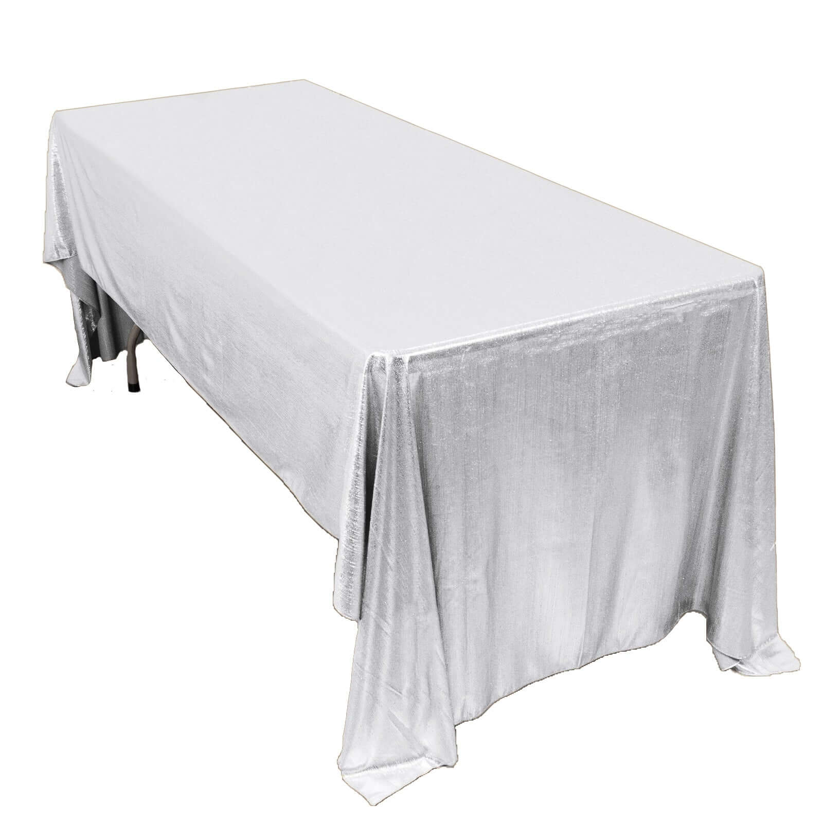 Sequin Dots Polyester 60x126 Rectangle Tablecloth Shimmering Silver - Wrinkle Free & Sparkling Table Cover