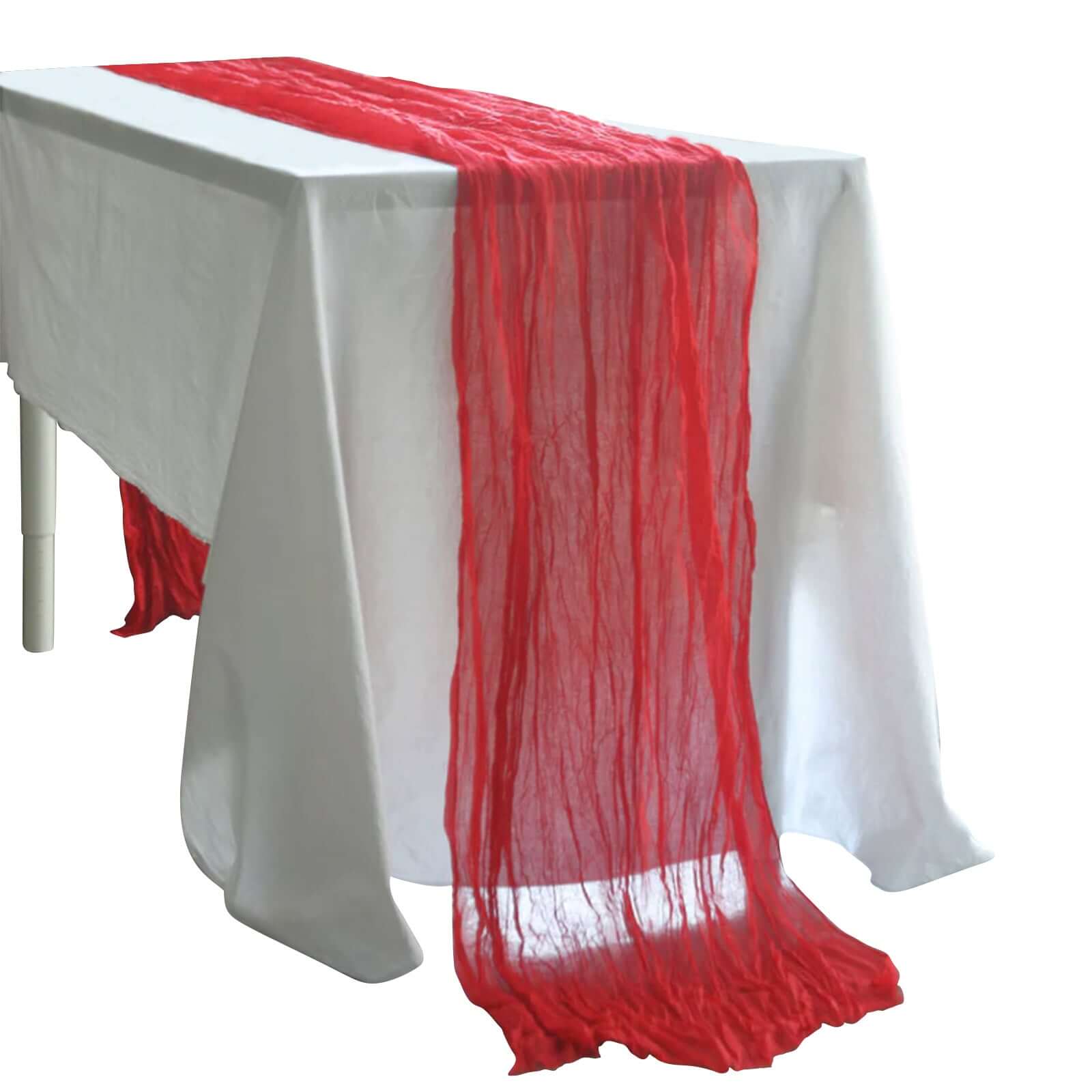 Gauze Cheesecloth 10ft Table Runner Red - Rustic Boho Style