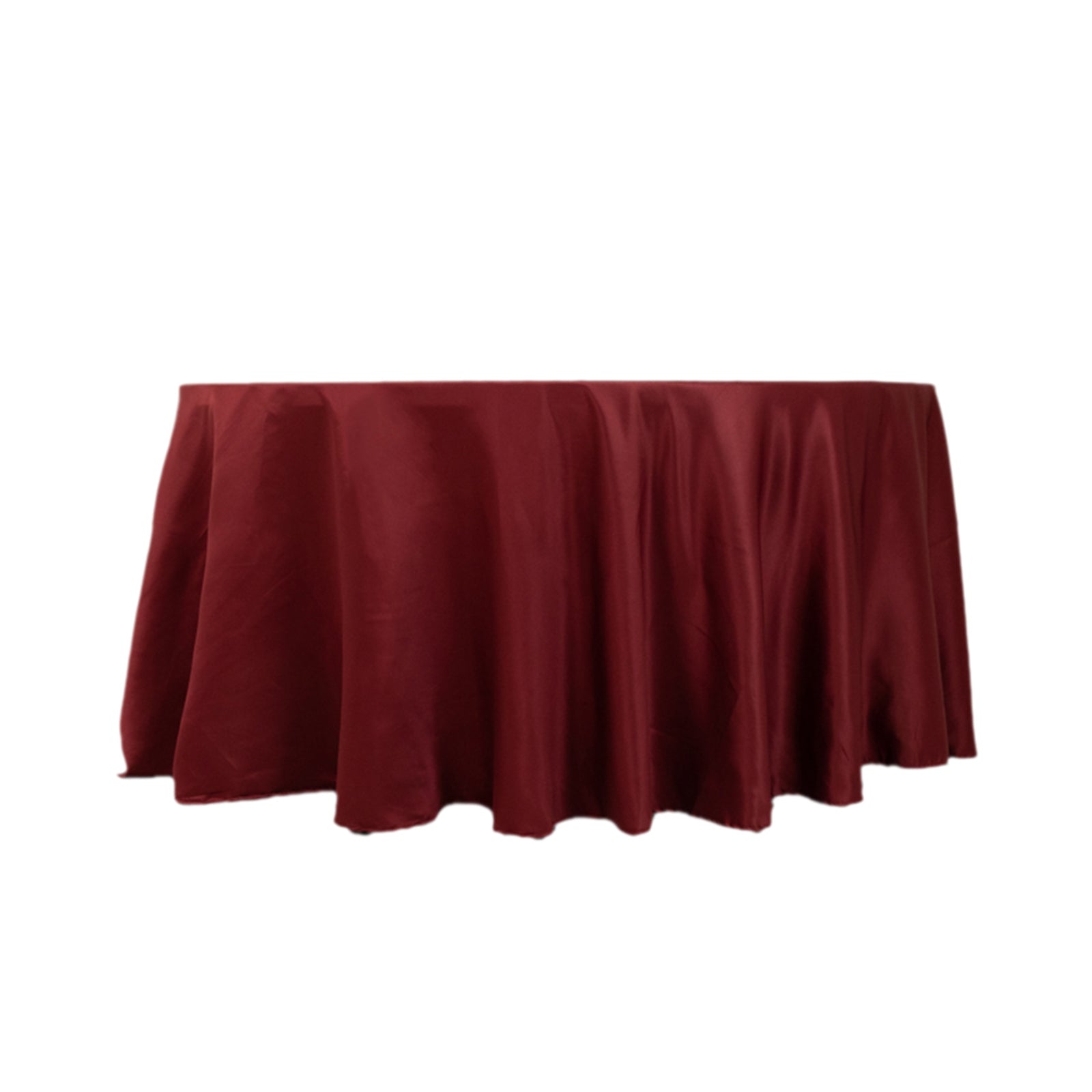 Lamour Satin 120 Round Tablecloth Burgundy - Seamless Table Cover with Soft Tempered Sheen