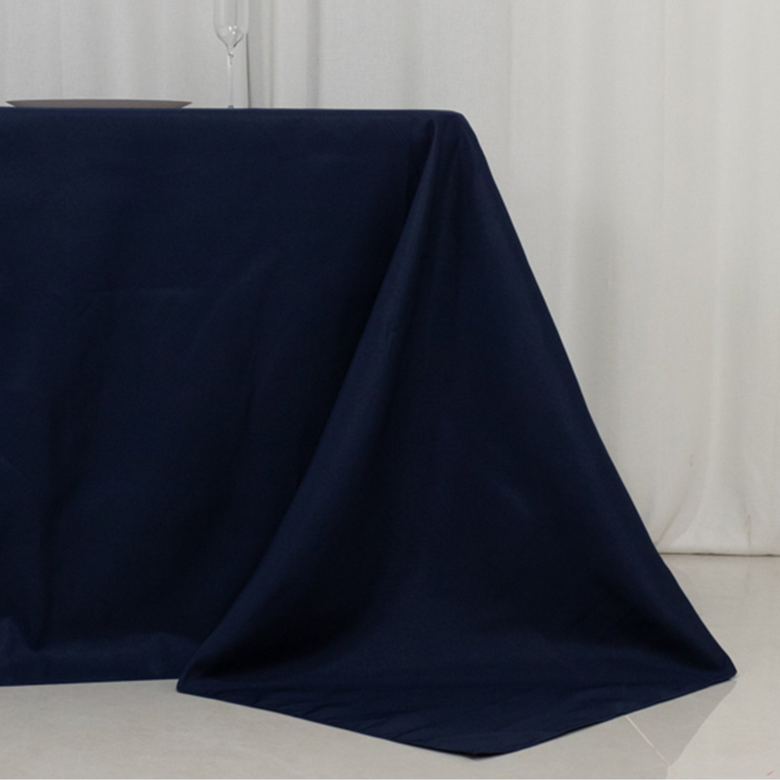 Fire Retardant Premium Polyester 90x156 Rectangular Tablecloth Navy Blue - High-Performance Seamless Table Cover