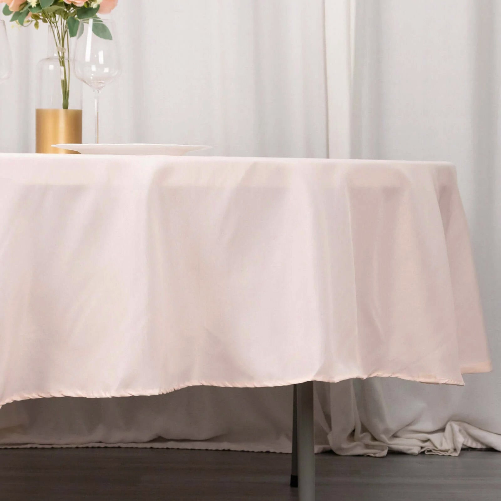 Premium Polyester 90 Round Tablecloth Blush - Stain and Wrinkle-Resistant Design with 220GSM Thickness Table Cover