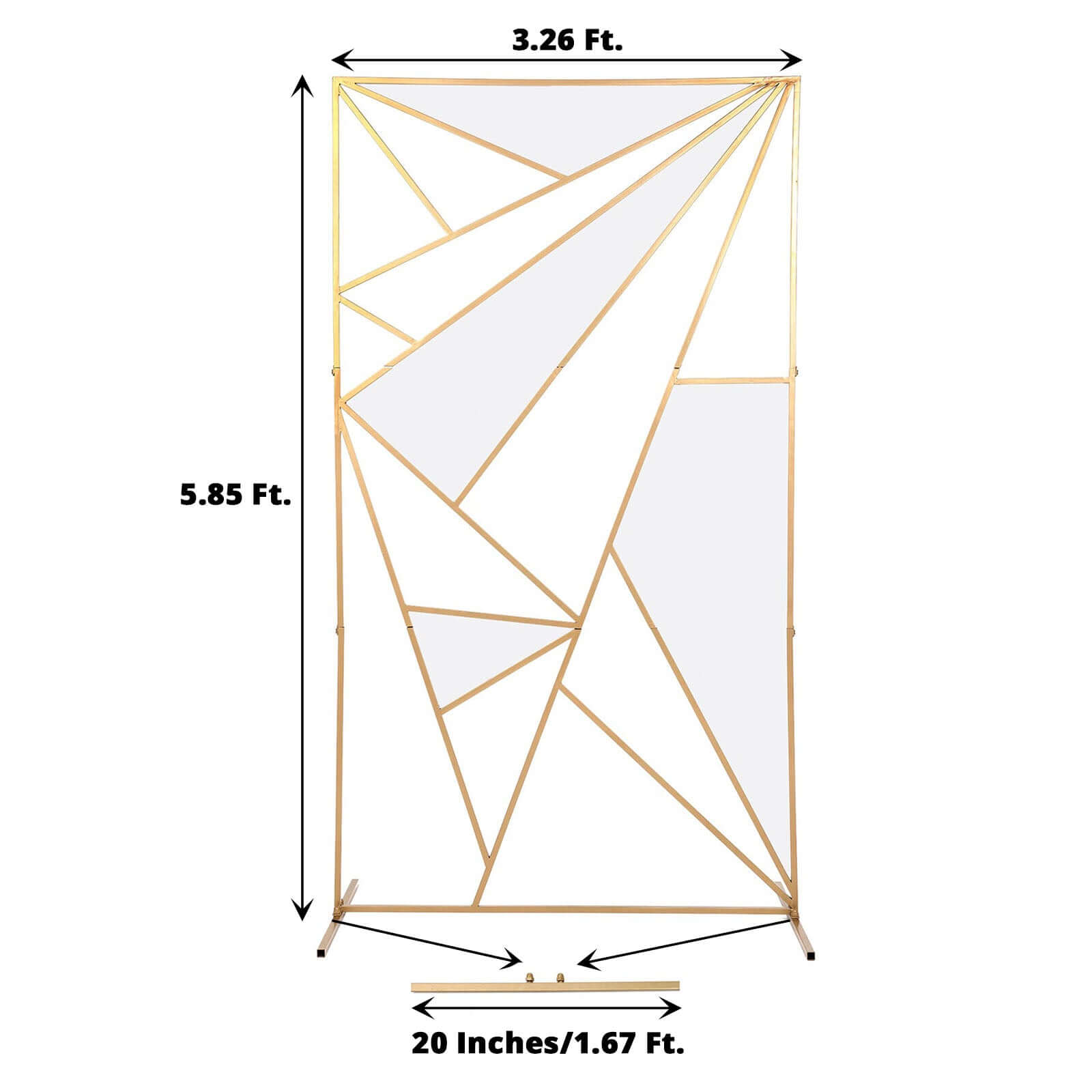 6ft Tall Gold Metal Rectangular Geometric Flower Frame Prop Stand, Wedding Backdrop Floor Stand With Cloudy Film Insert