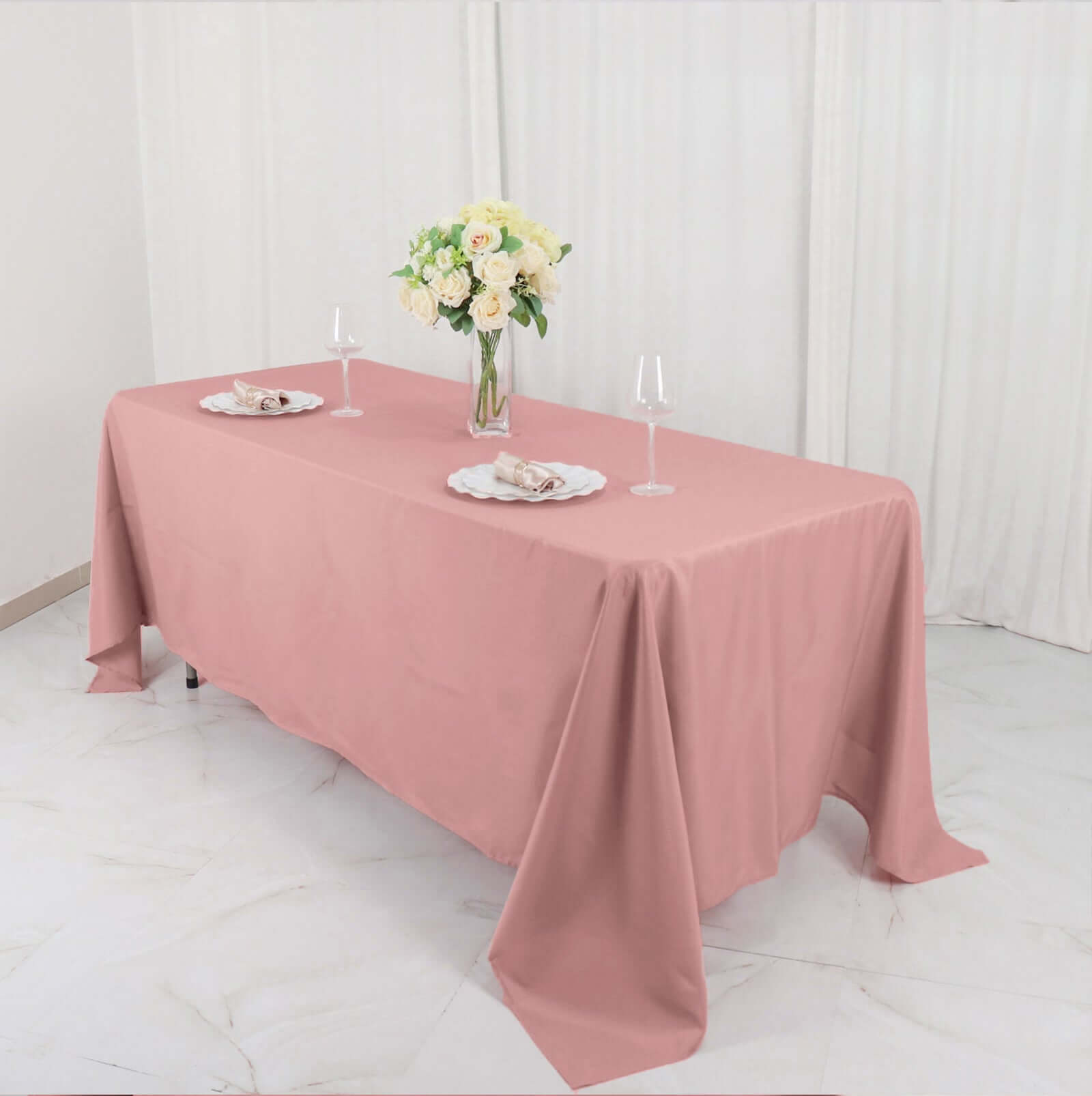 Polyester 72x120 Rectangle Tablecloth Dusty Rose - Durable and Stylish Table Cover