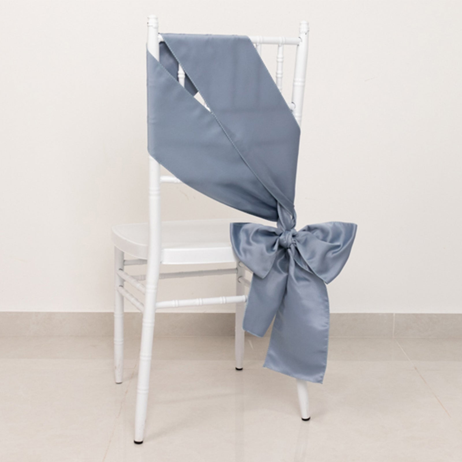 5 Pack Lamour Satin 6x106 Chair Sashes Dusty Blue - Stylish Reusable Decorative Bows