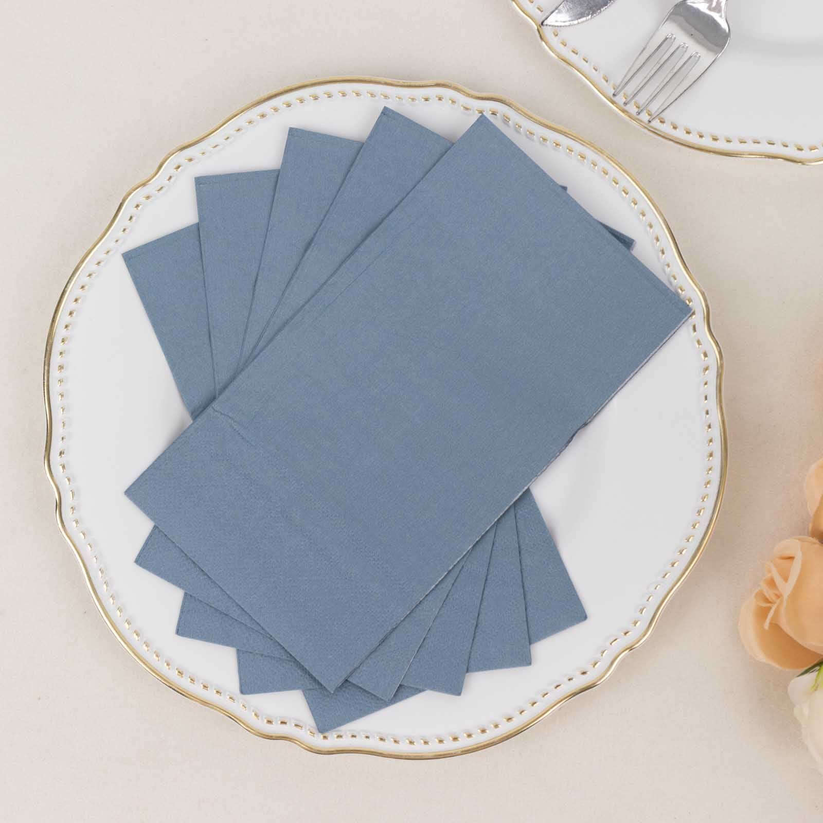 50-Pack Paper Napkins Soft Dusty Blue - Disposable 2-Ply Cocktail and Beverage Napkins for Weddings