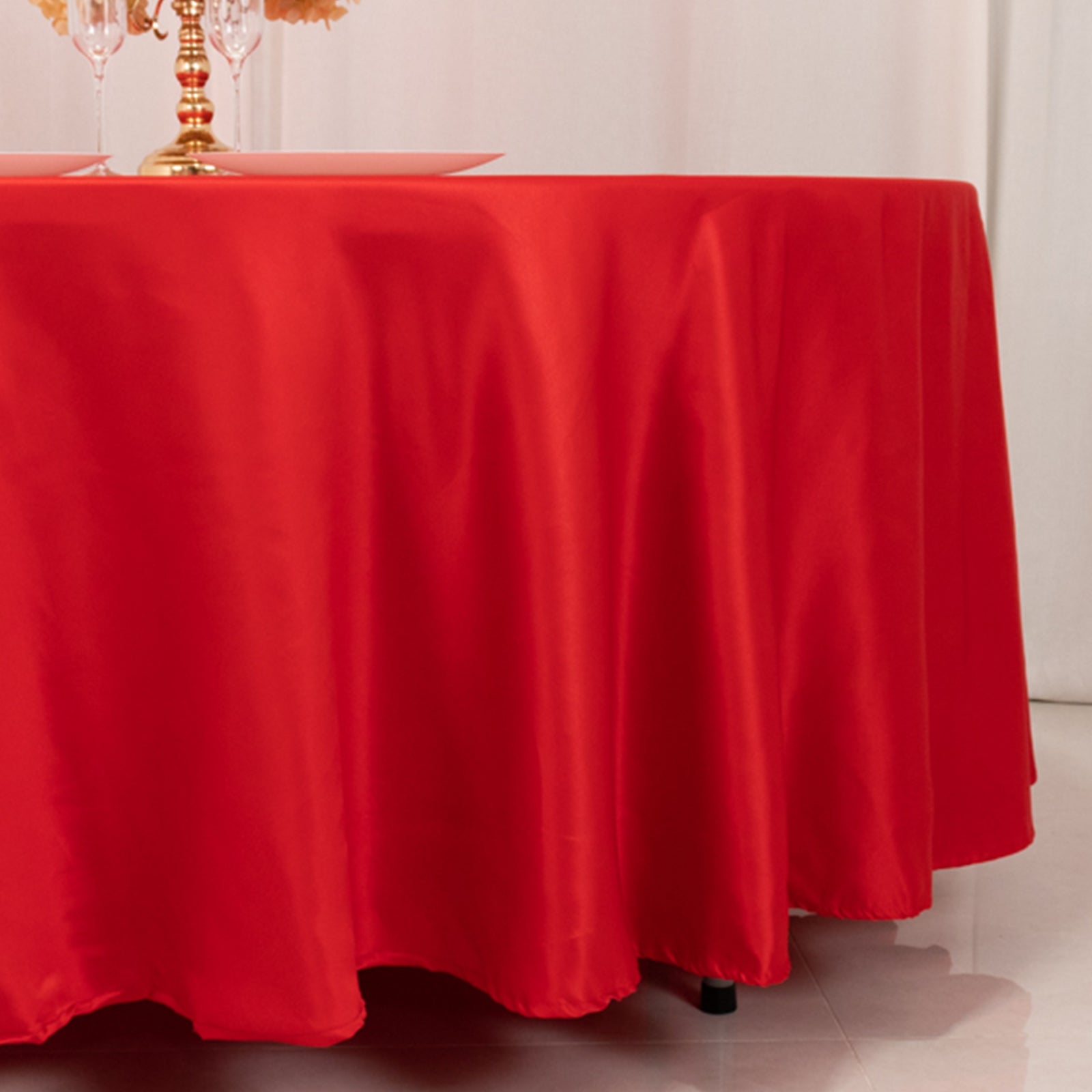 Lamour Satin 108 Round Tablecloth Red - Durable & Silk-Like Table Cover