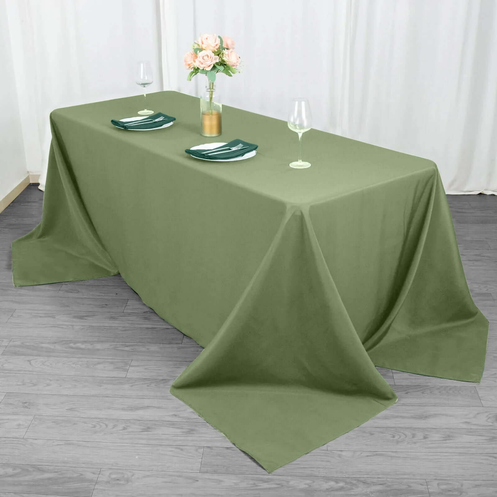 Premium Polyester 90x132 Rectangle Tablecloth Dusty Sage Green - Seamless 220GSM Stain-Resistant Table Cover