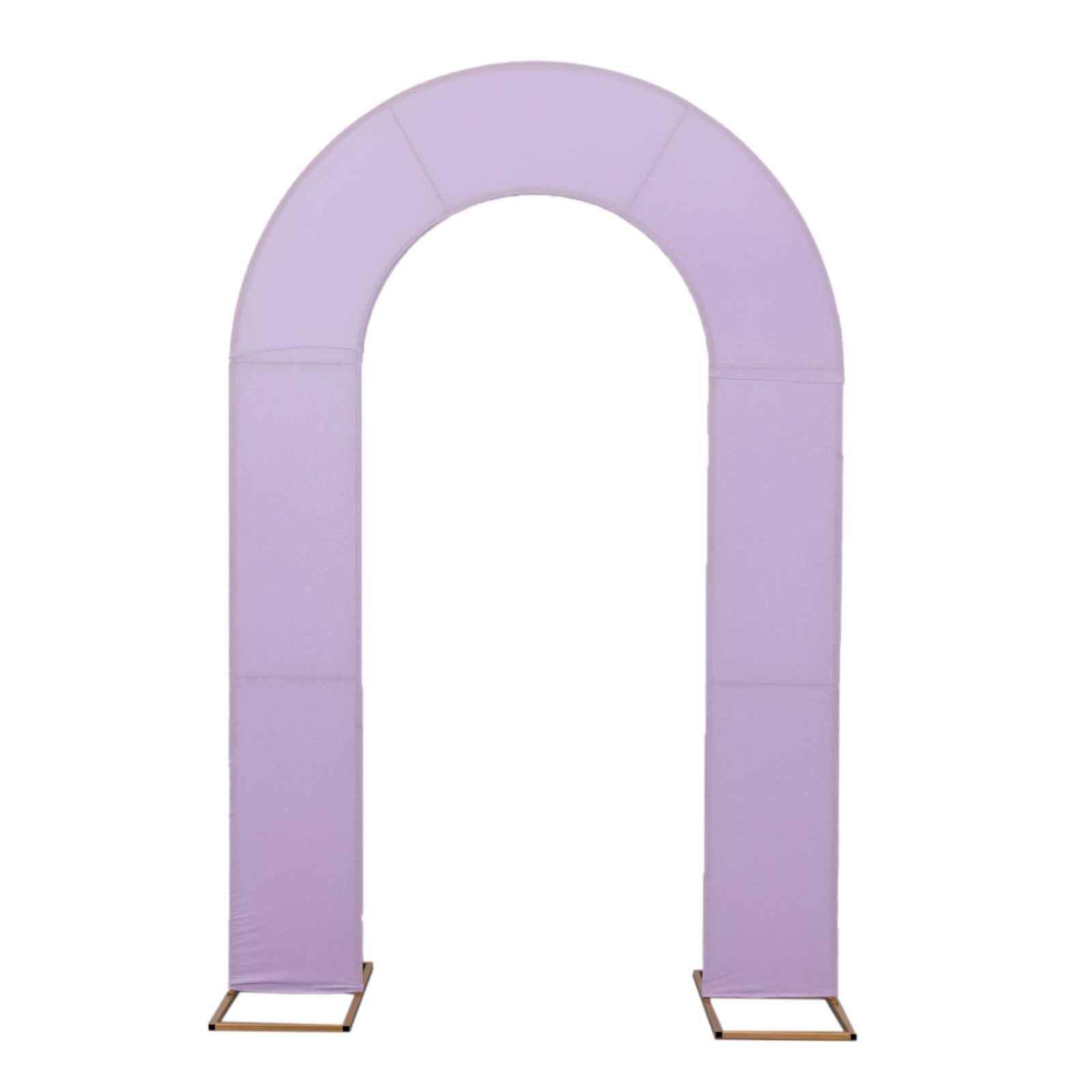 8ft Lavender Lilac Spandex Fitted Open Arch Wedding Arch Cover, Double-Sided U-Shaped Backdrop Slipcover