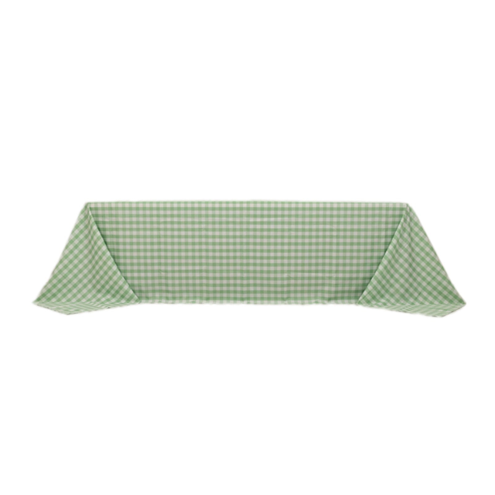 Polyester 90x156 Rectangle Tablecloth White/Sage Green - Seamless Checkered Buffalo Plaid Table Cover