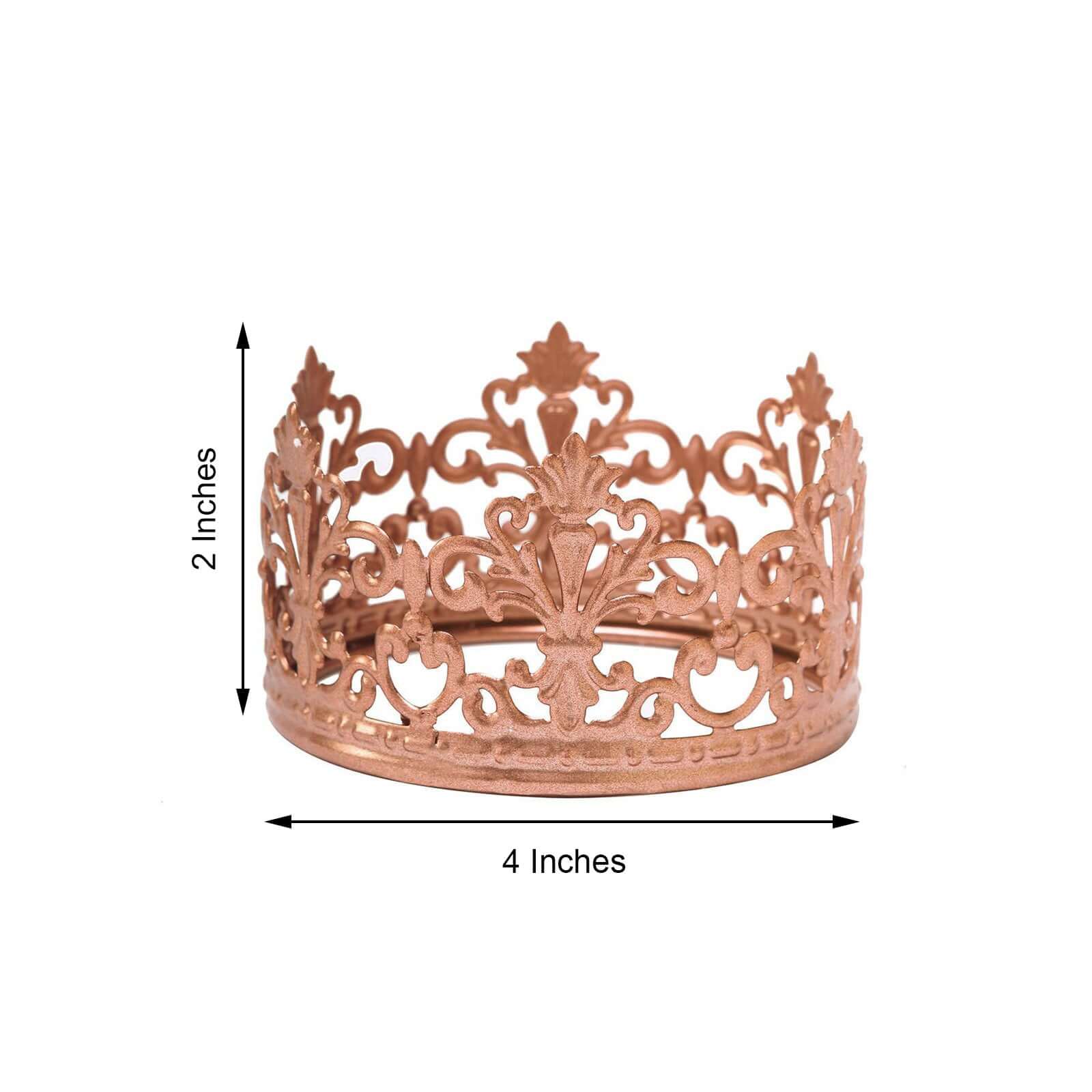 Metal Princess Crown Cake Topper Rose Gold - Exquisite Cake Centerpiece Decor for Quinceaeras Bridal Showers & Fairytale-Themed Events 2