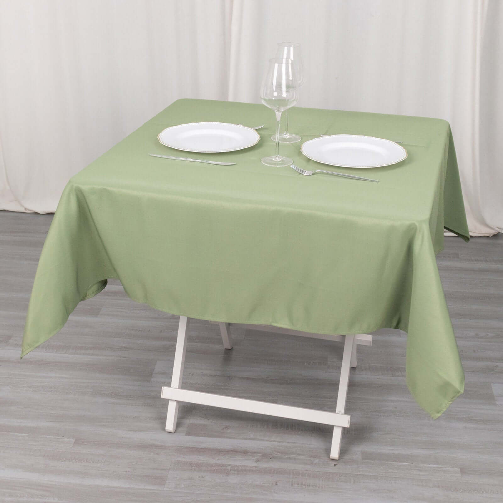 Premium Polyester 54x54 Square Tablecloth Dusty Sage Green - 220GSM Stain and Wrinkle-Resistant Table Cover