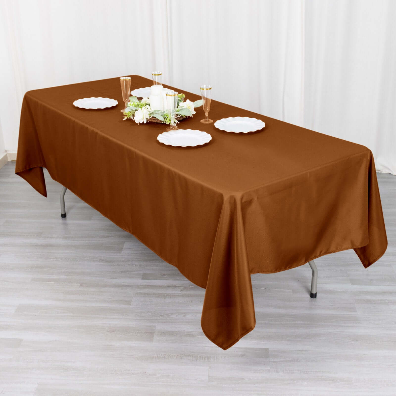 Polyester 60x102 Rectangle Tablecloth Cinnamon Brown - Durable and Stylish Table Cover