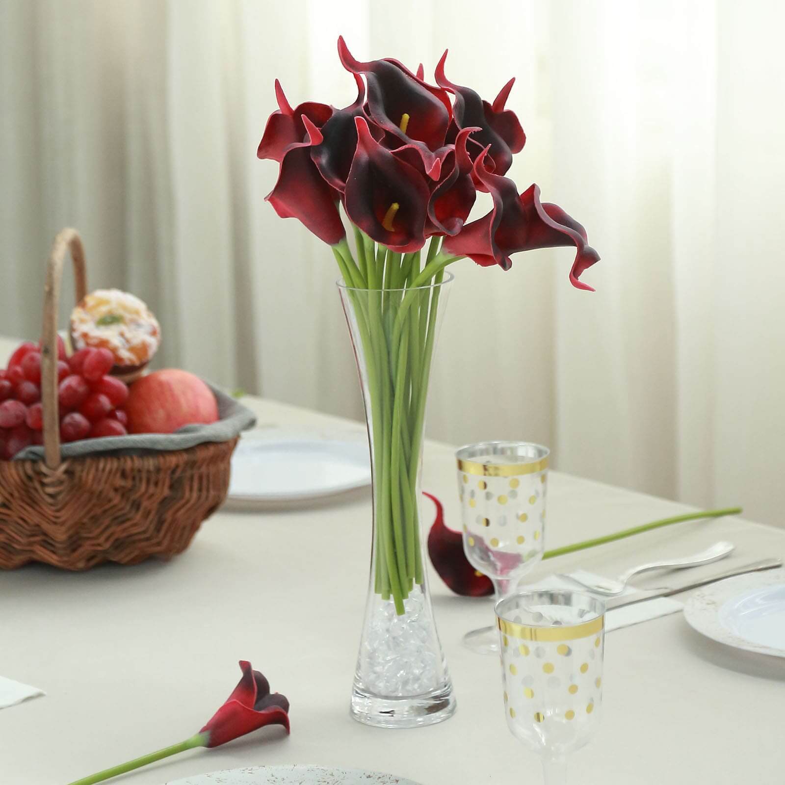 20 Stems 14 Burgundy Artificial Poly Foam Calla Lily Flowers