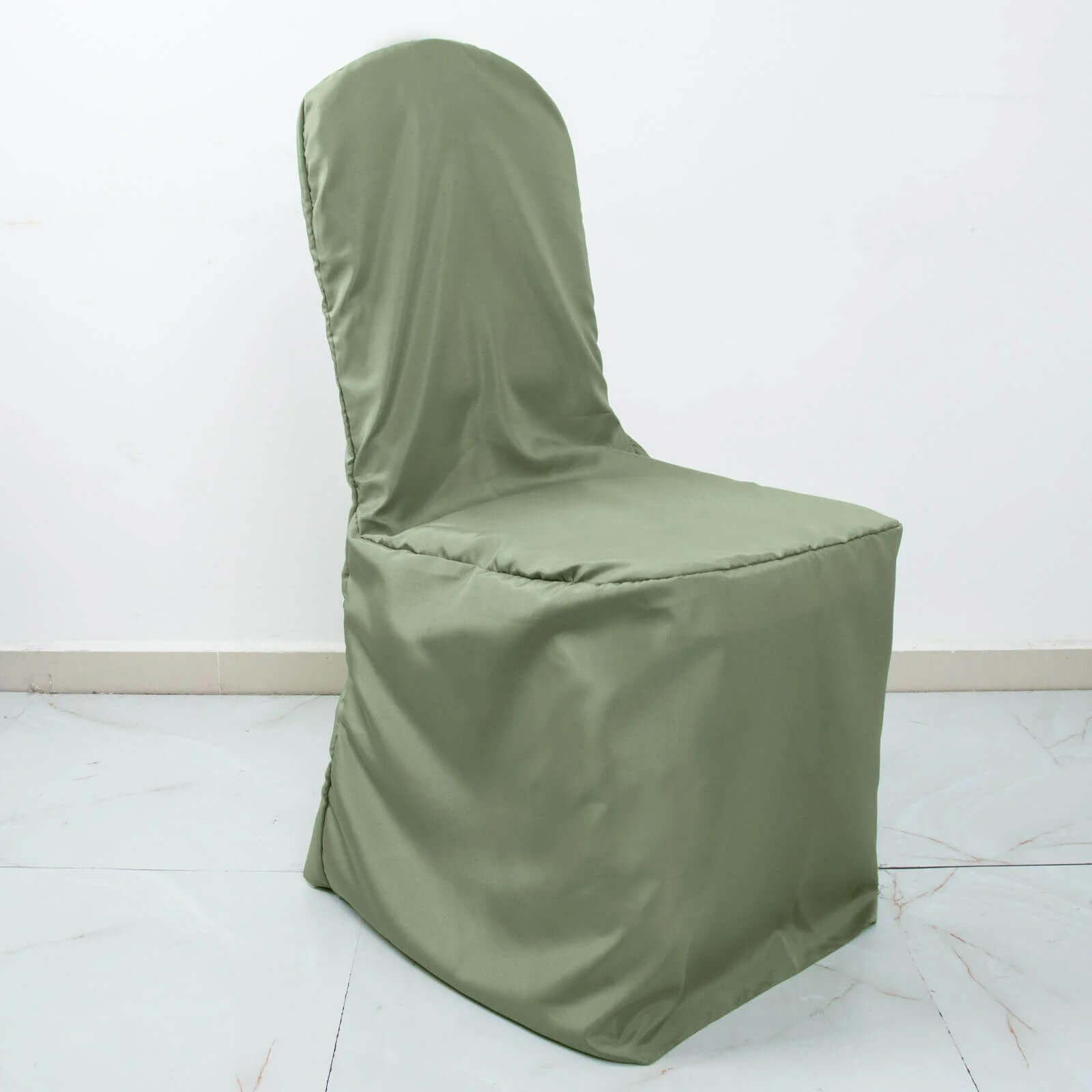 10 Pack Polyester Chair Cover for Banquet Chairs Dusty Sage Green - Stain-Resistant Reusable Slip-On Slipcover