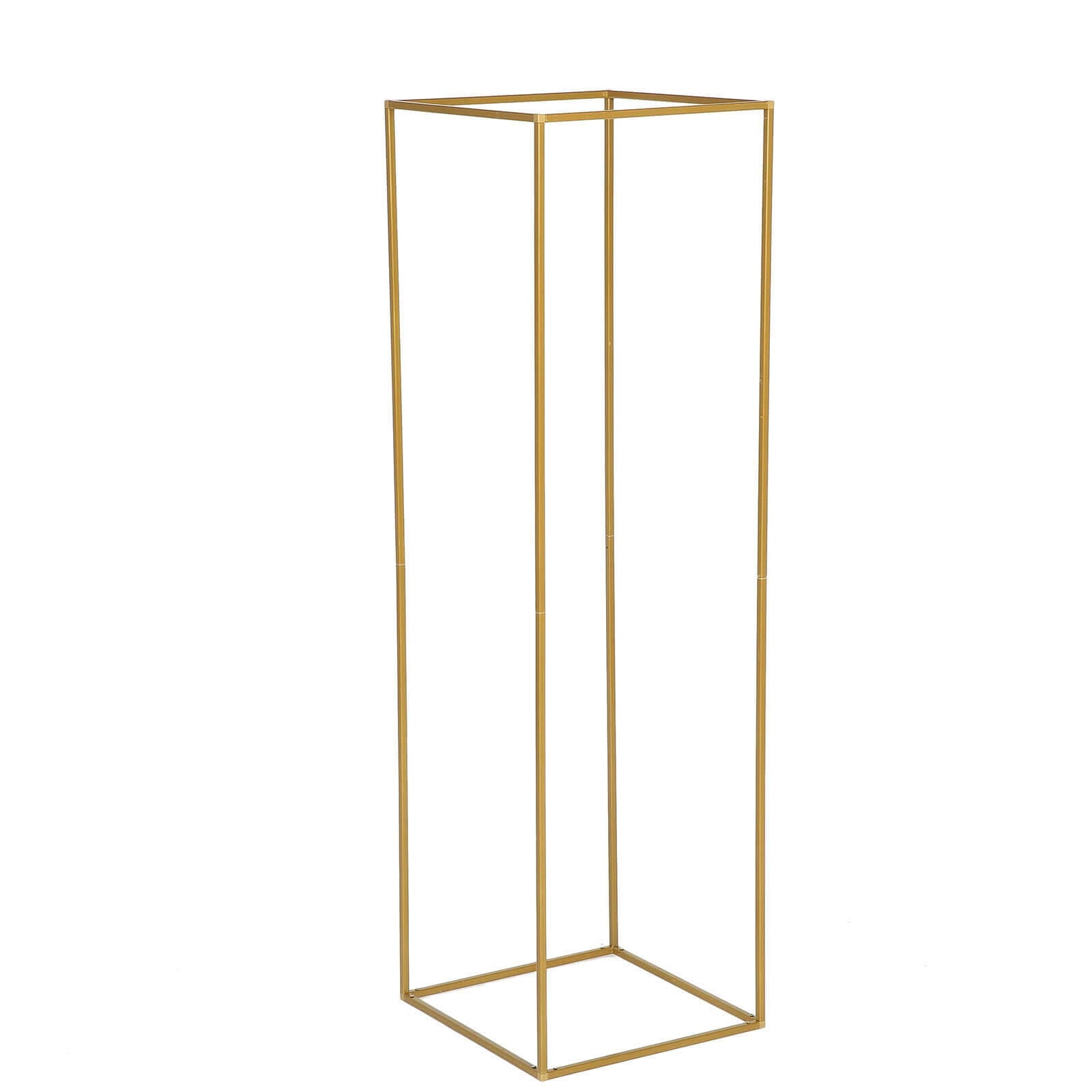 2-Pack Wedding Flower Stand Gold Metal Geometric Column Frame Rectangular - Versatile Floral Pedestal for Upscale Arrangements 48