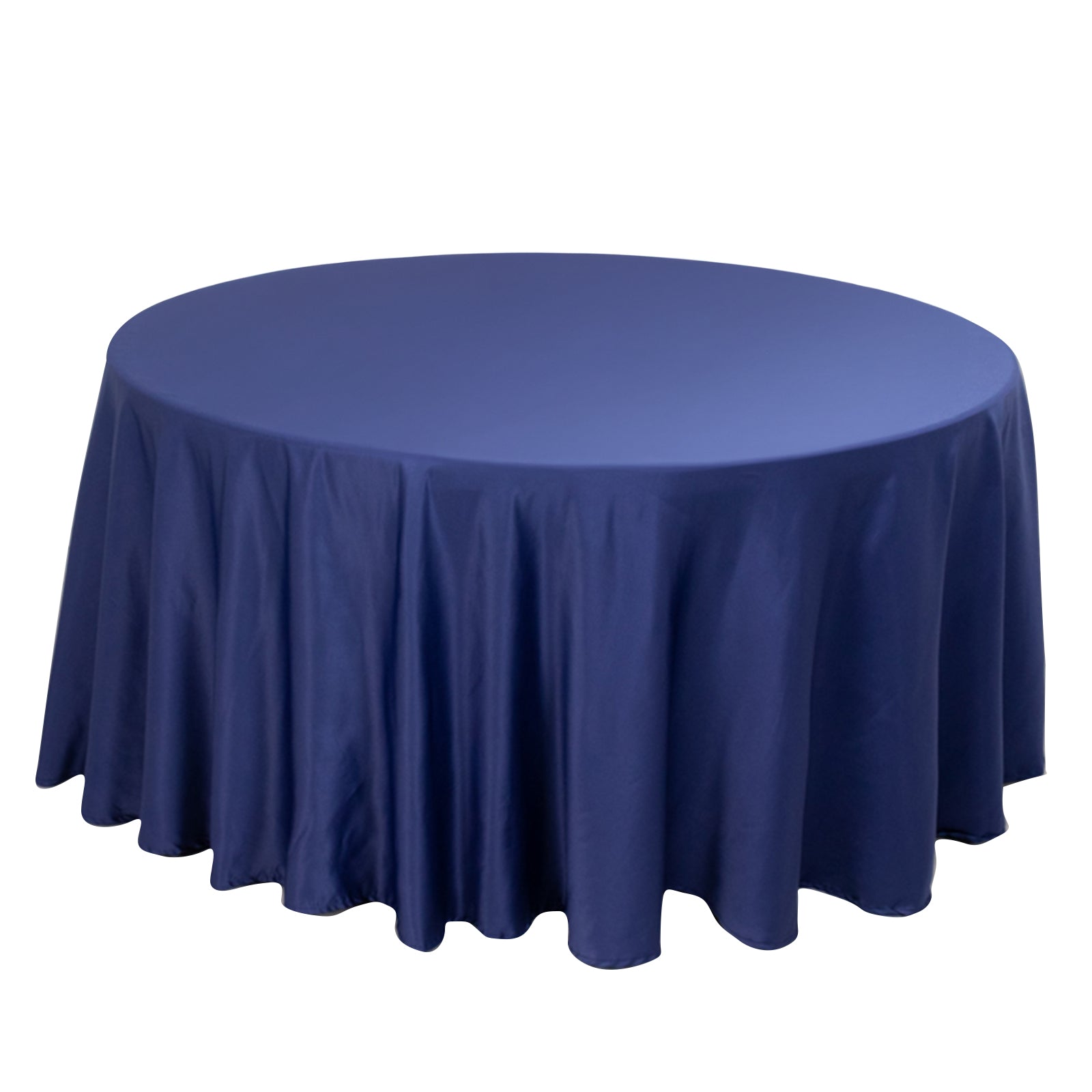 Lamour Satin 120 Round Tablecloth Navy Blue - Seamless Table Cover with Soft Tempered Sheen