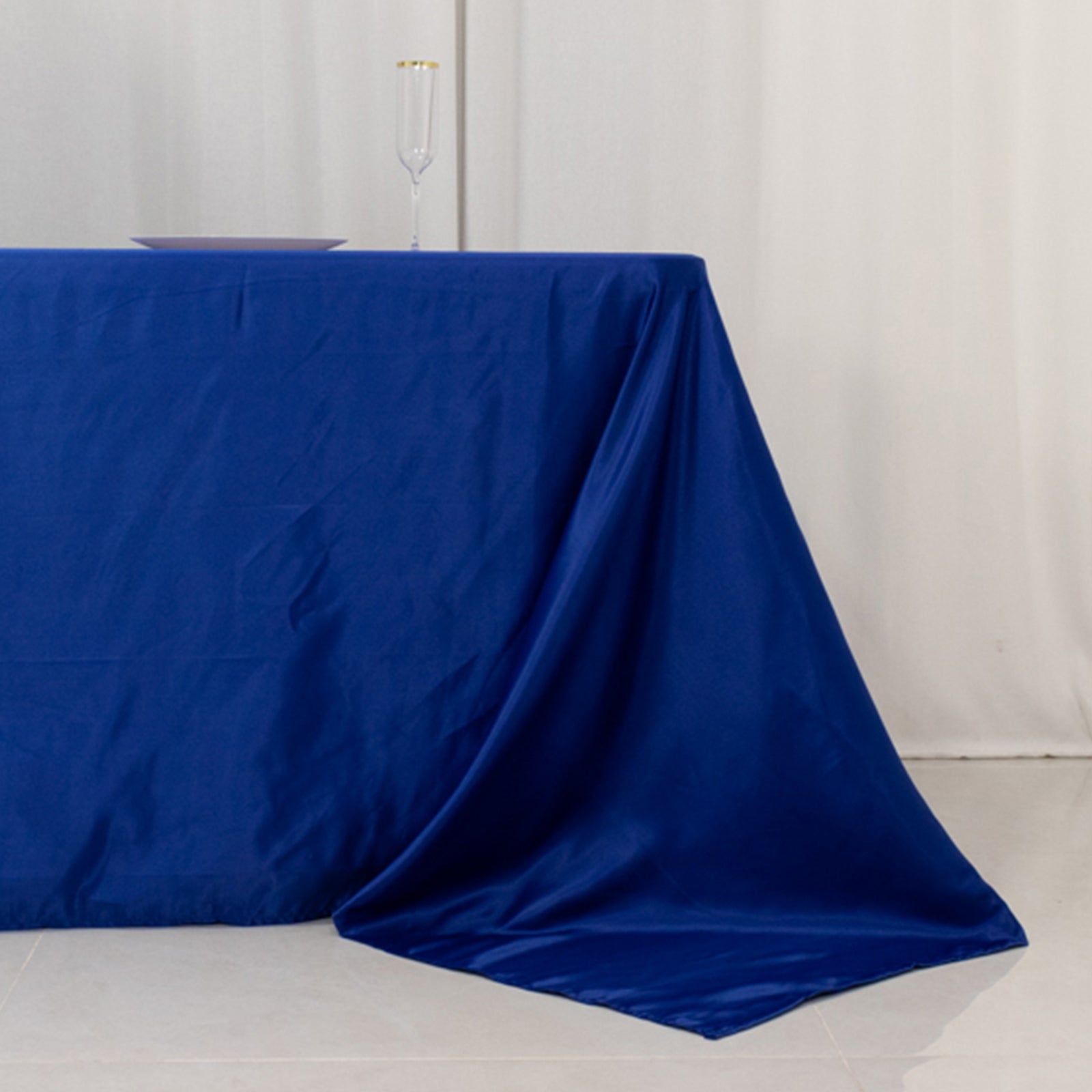 Lamour Satin 90x156 Rectangle Tablecloth Royal Blue - Luxurious, Soft Seamless Table Cover