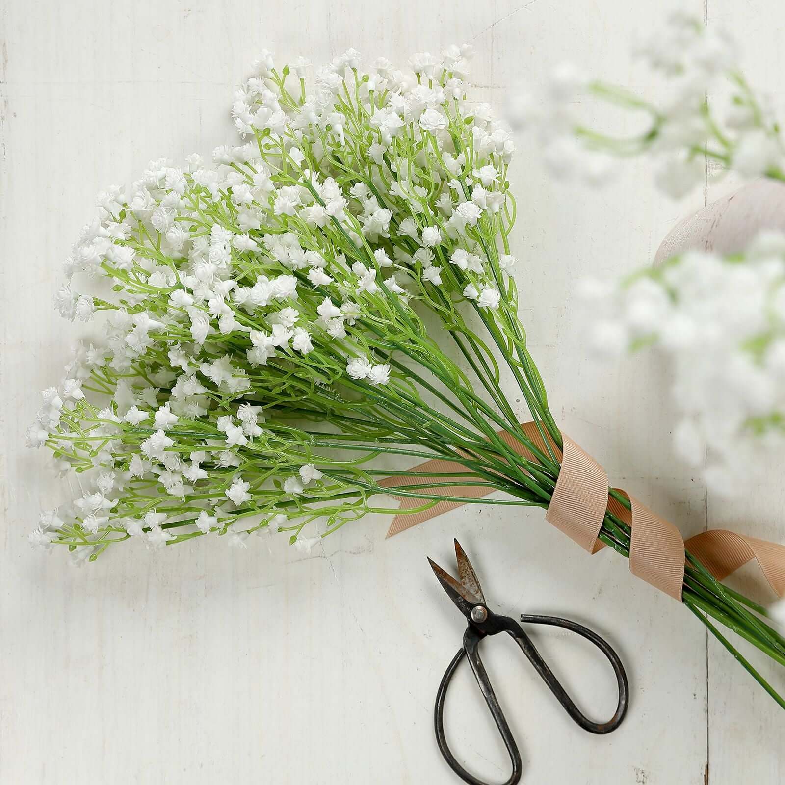 12 Stems 22 White Artificial Silk Babys Breath Gypsophila Flowers