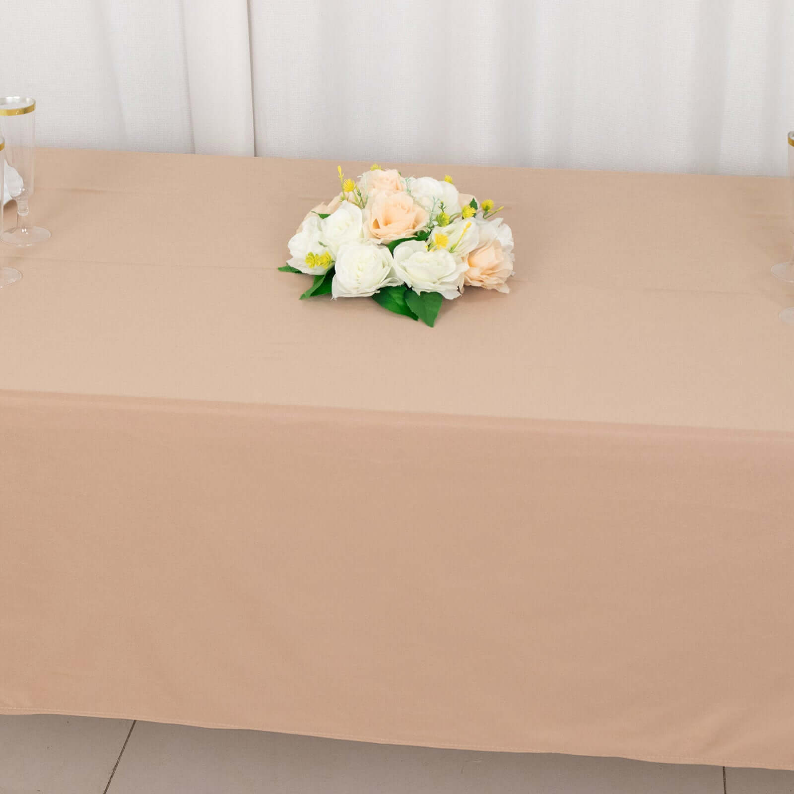 Premium Scuba Rectangular 60x102 Tablecloth Nude - Wrinkle Free & Stain Resistant Table Cover