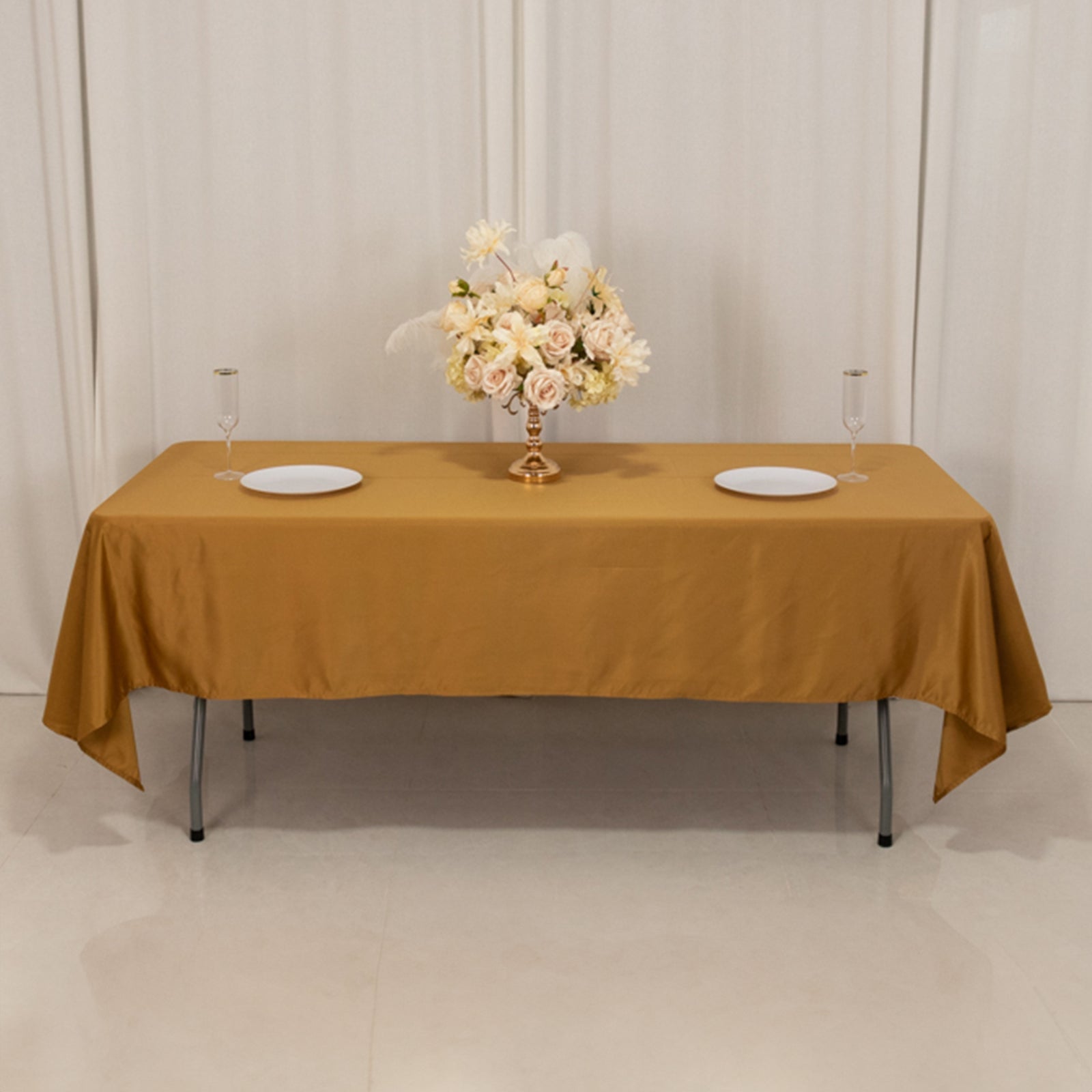 Lamour Satin 60x102 Rectangle Tablecloth Gold - Durable & Silky Soft Feel Table Cover for Weddings & Banquets