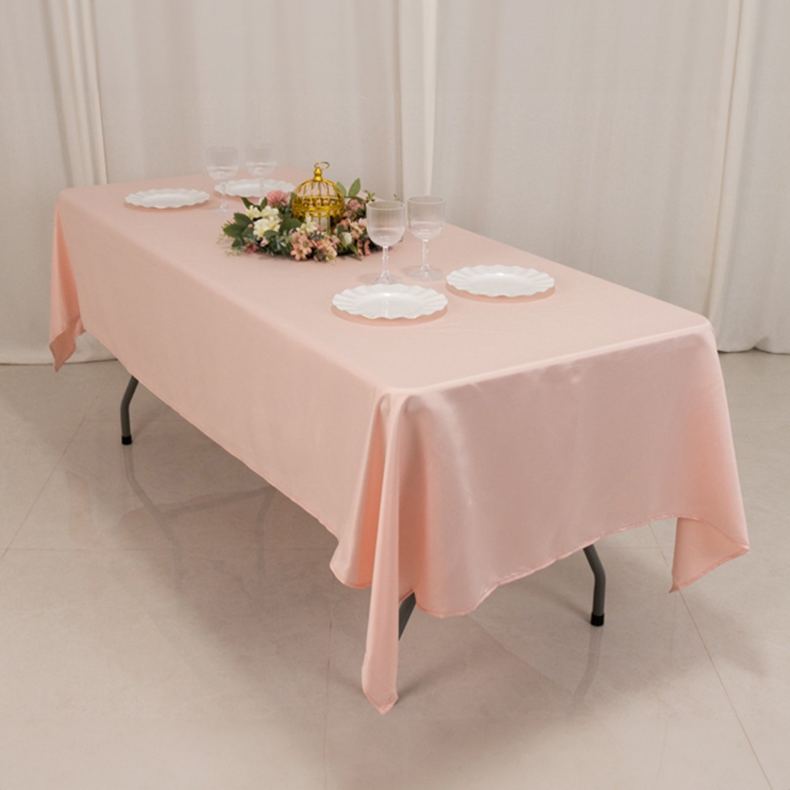 Lamour Satin 60x102 Rectangle Tablecloth Blush - Durable & Silky Soft Feel Table Cover