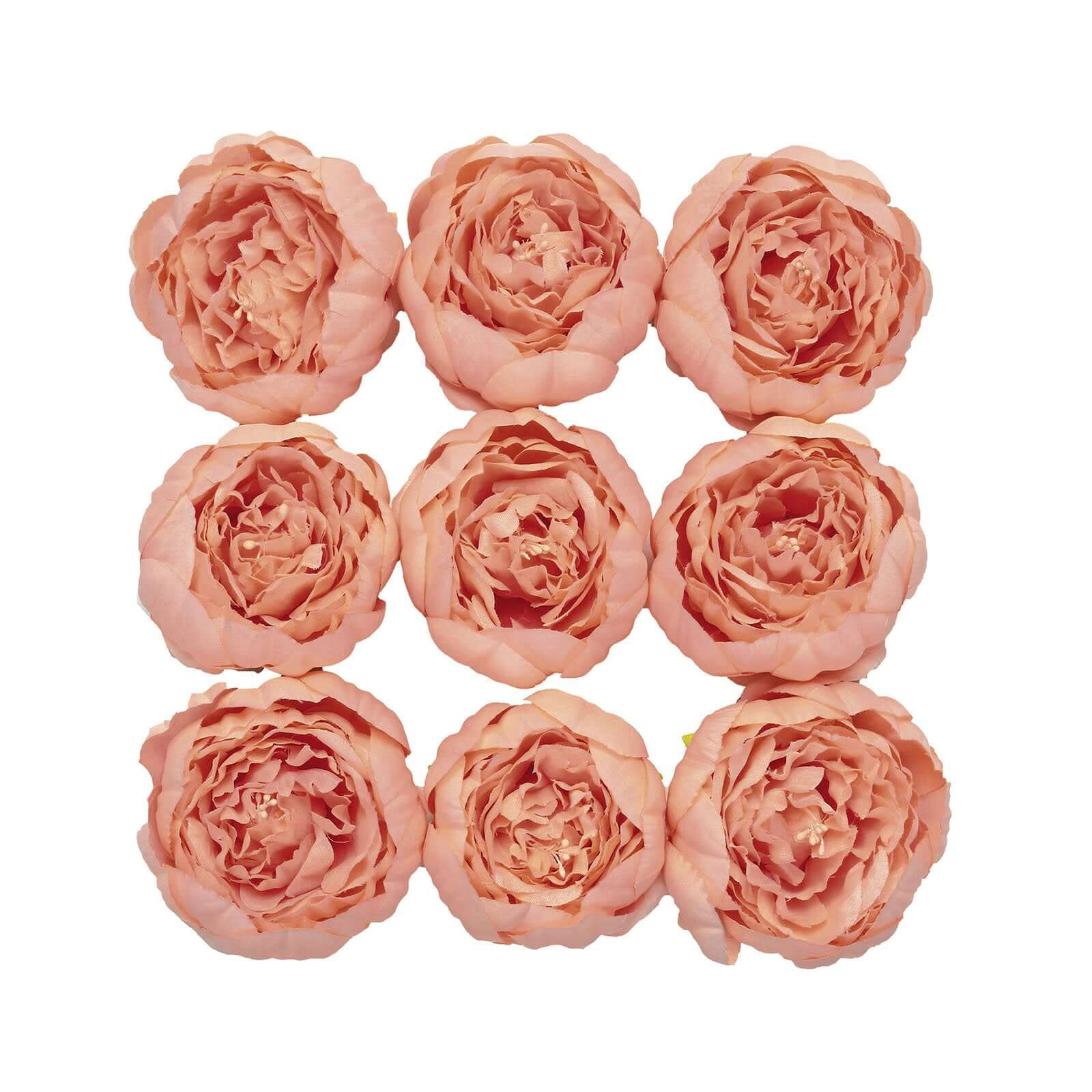 10-Pack Artificial Peony Flower Heads Peach - Versatile Faux Craft Flowers for DIY Event Styling Scrapbooking & Floral Arrangements 3