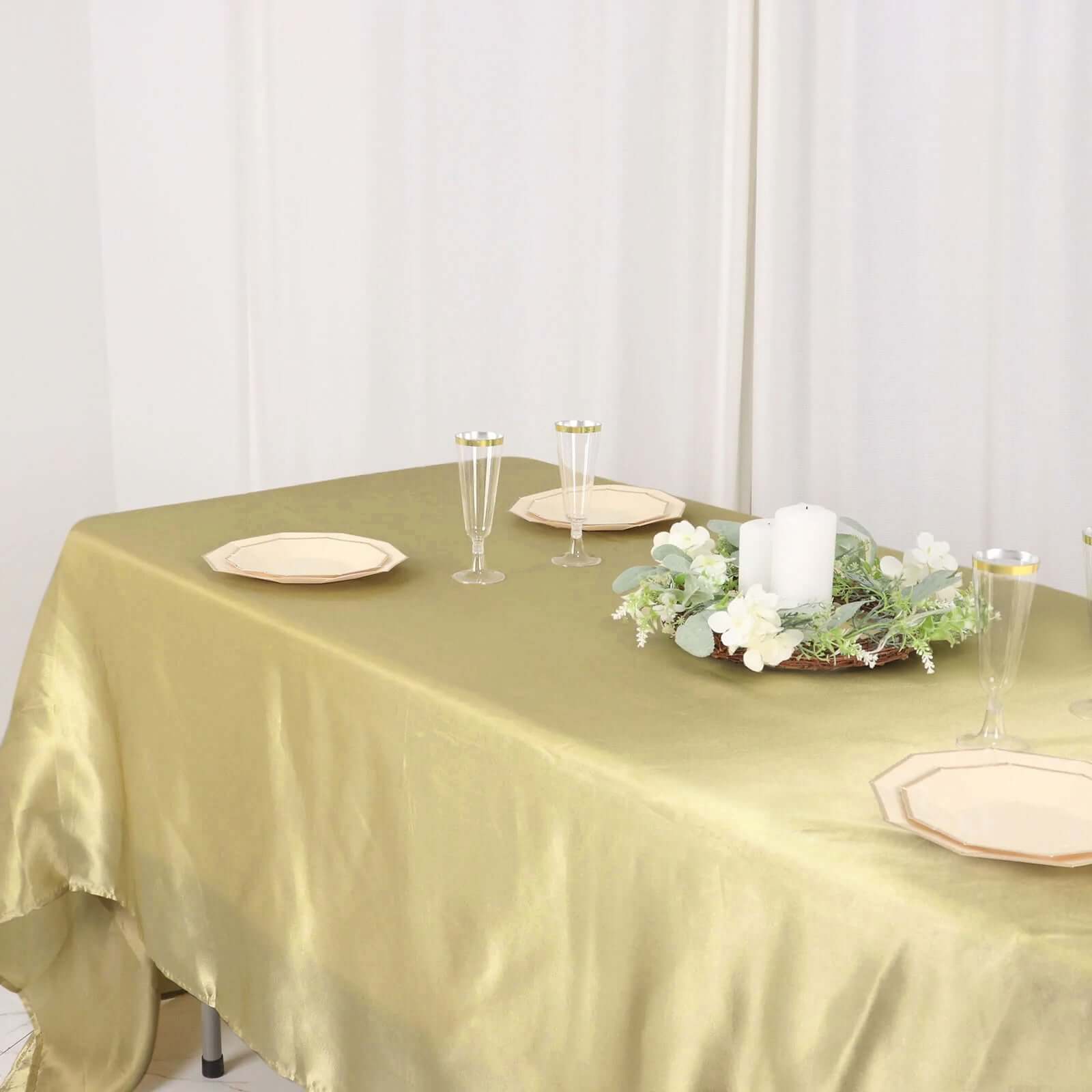 Satin Rectangular 60x126 Tablecloth Champagne - Smooth and Lustrous Table Cover