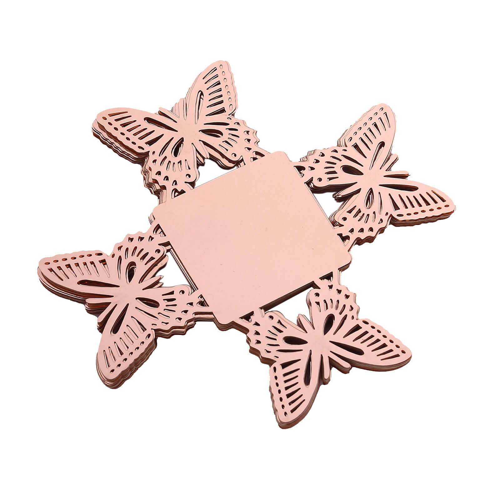 50-Pack Mini Paper Truffle Cup Liners Butterfly Square Design Metallic Rose Gold - 225GSM Cupcake Tray Wrappers 4