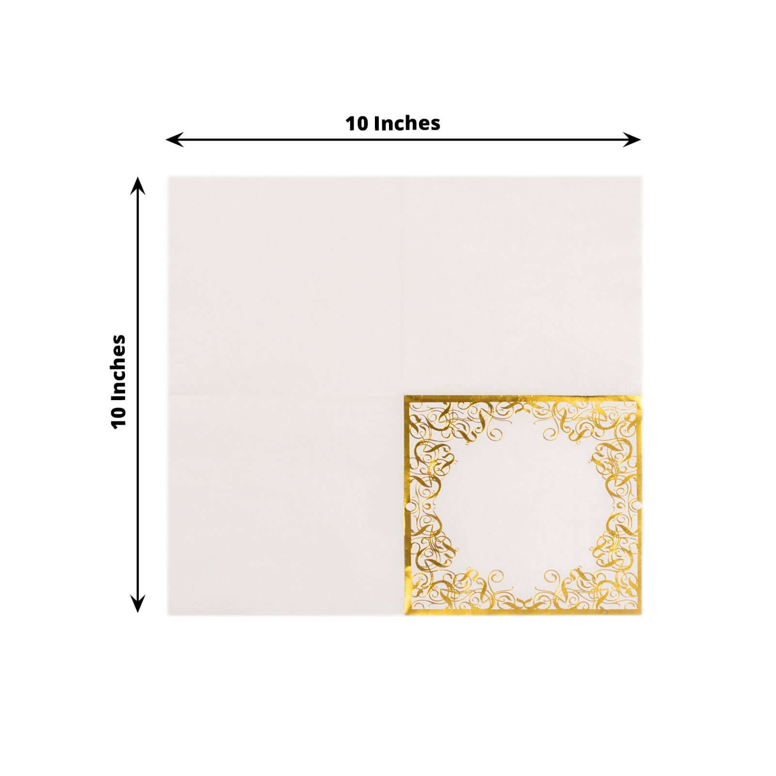 20-Pack Paper Beverage Napkins with Gold Foil Lace Design White - 3 Ply Disposable 18GSM European Style Cocktail Napkins 5x5