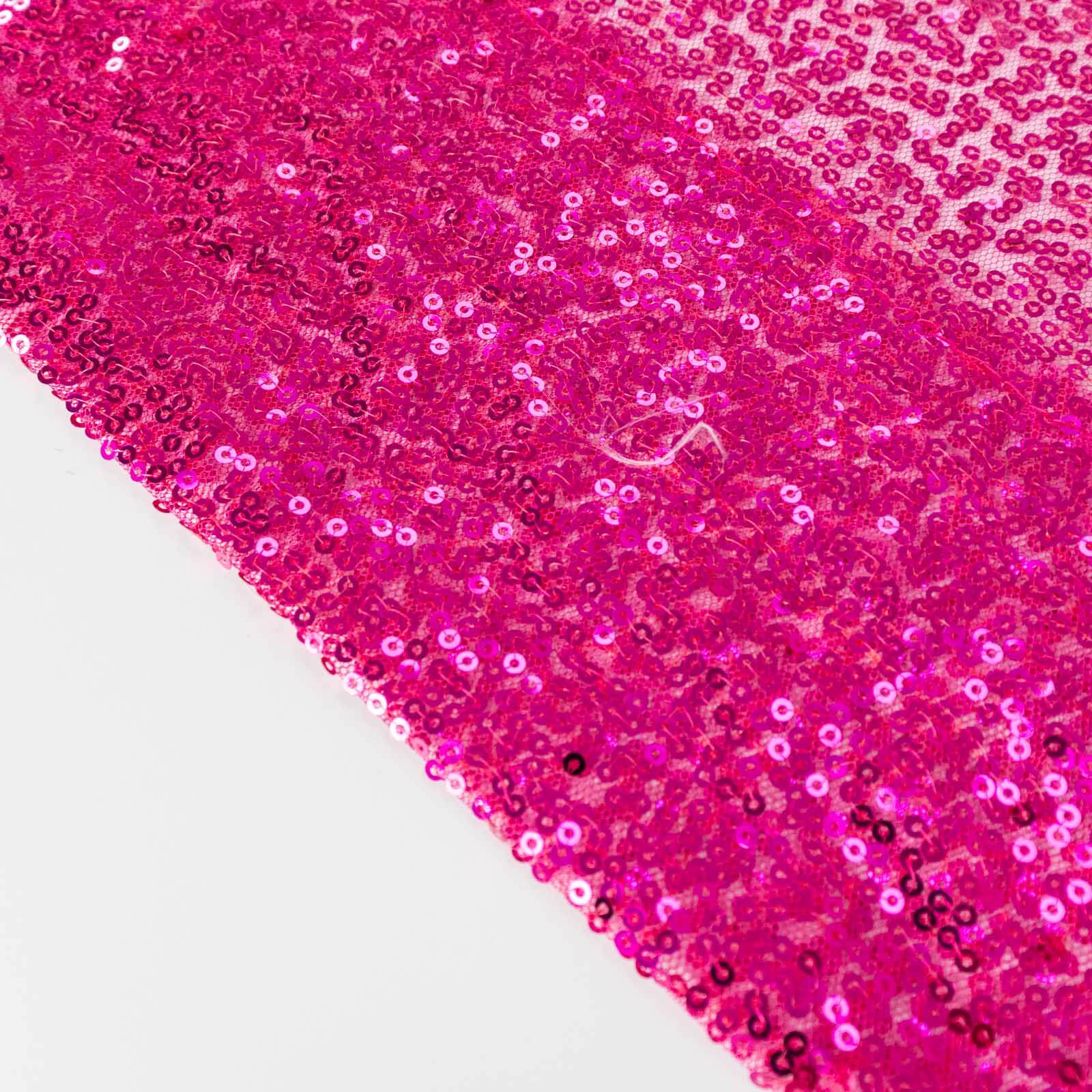 2 Pack Fuchsia Sequin Event Curtain Drapes with Rod Pockets, Seamless Backdrop Event Panels - 8ftx2ft