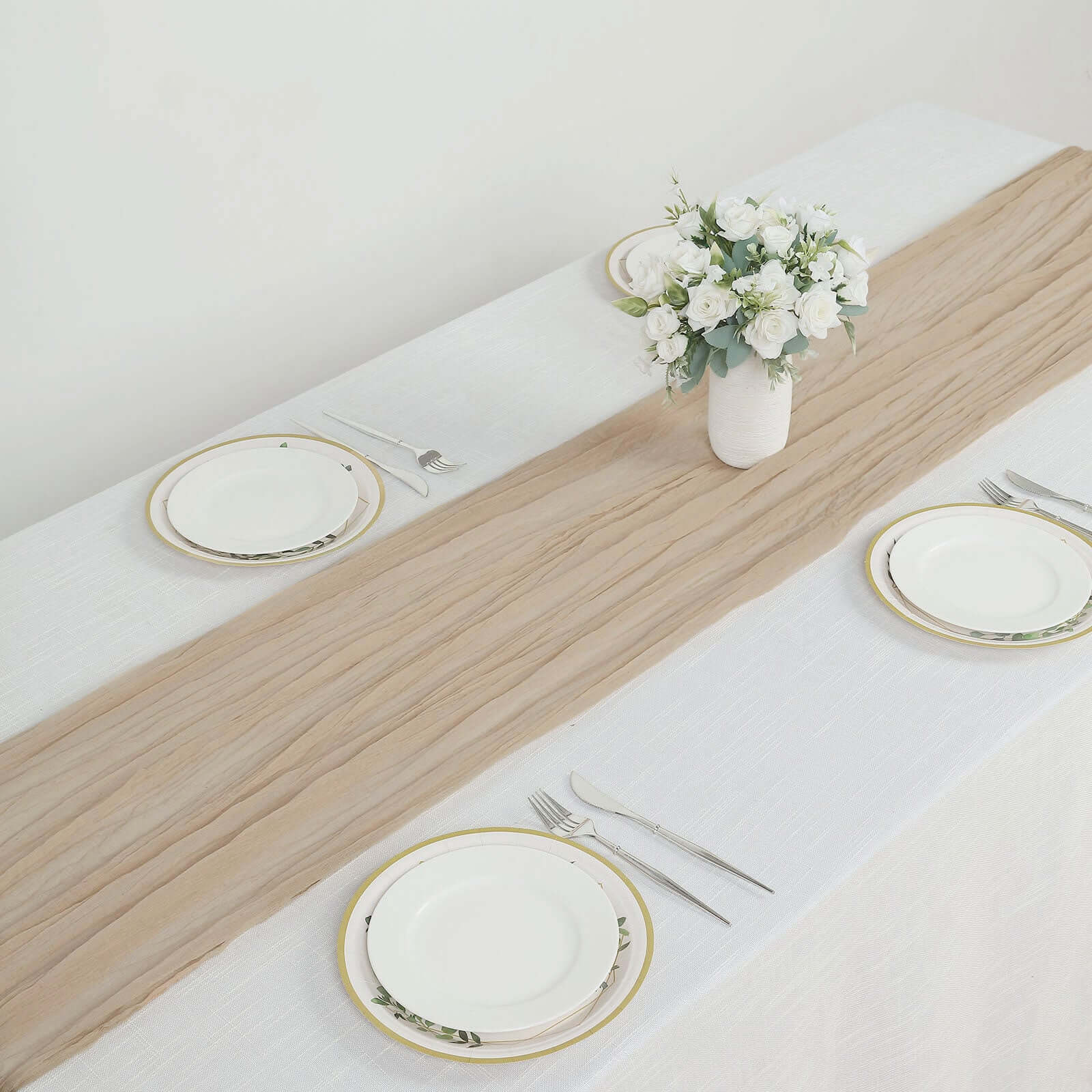 Gauze Cheesecloth 10ft Table Runner Beige - Rustic Boho Style