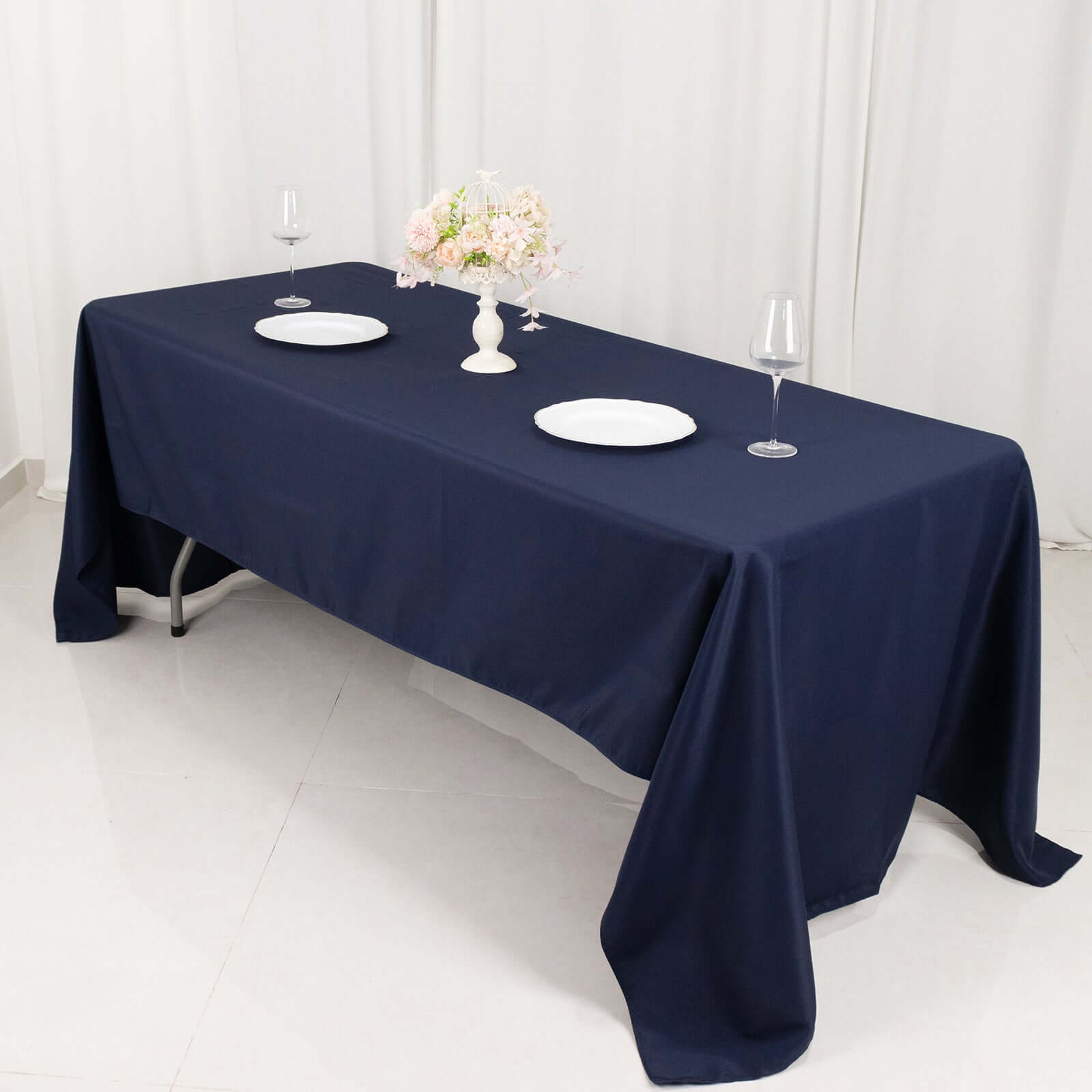 Premium Polyester 60x126 Rectangle Tablecloth Navy Blue - Stain-Resistant 220GSM Finish Table Cover