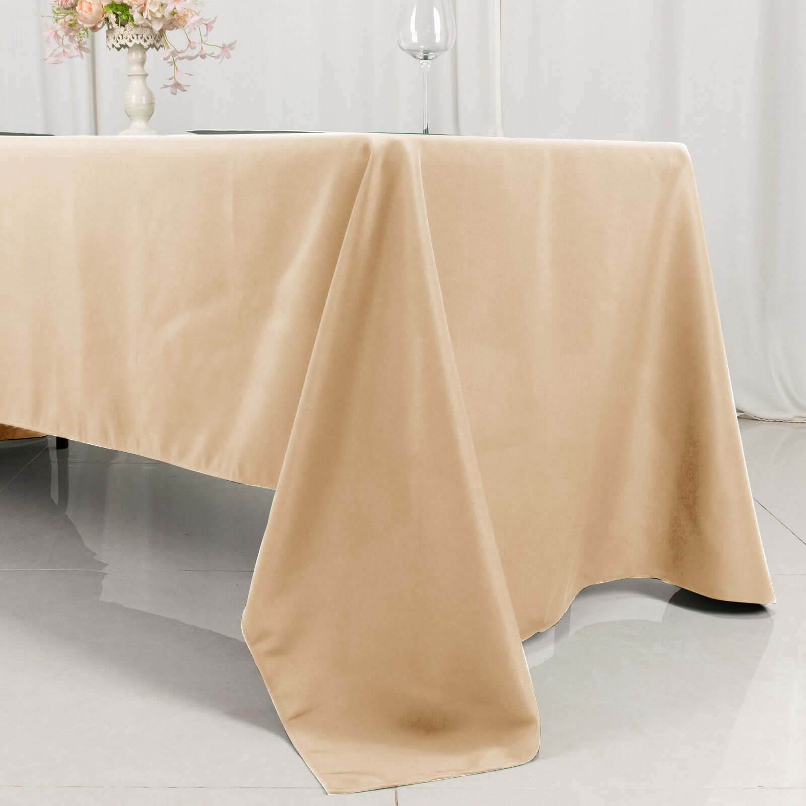 Premium Polyester 60x126 Rectangle Tablecloth Beige - Stain-Resistant 220GSM Finish Table Cover