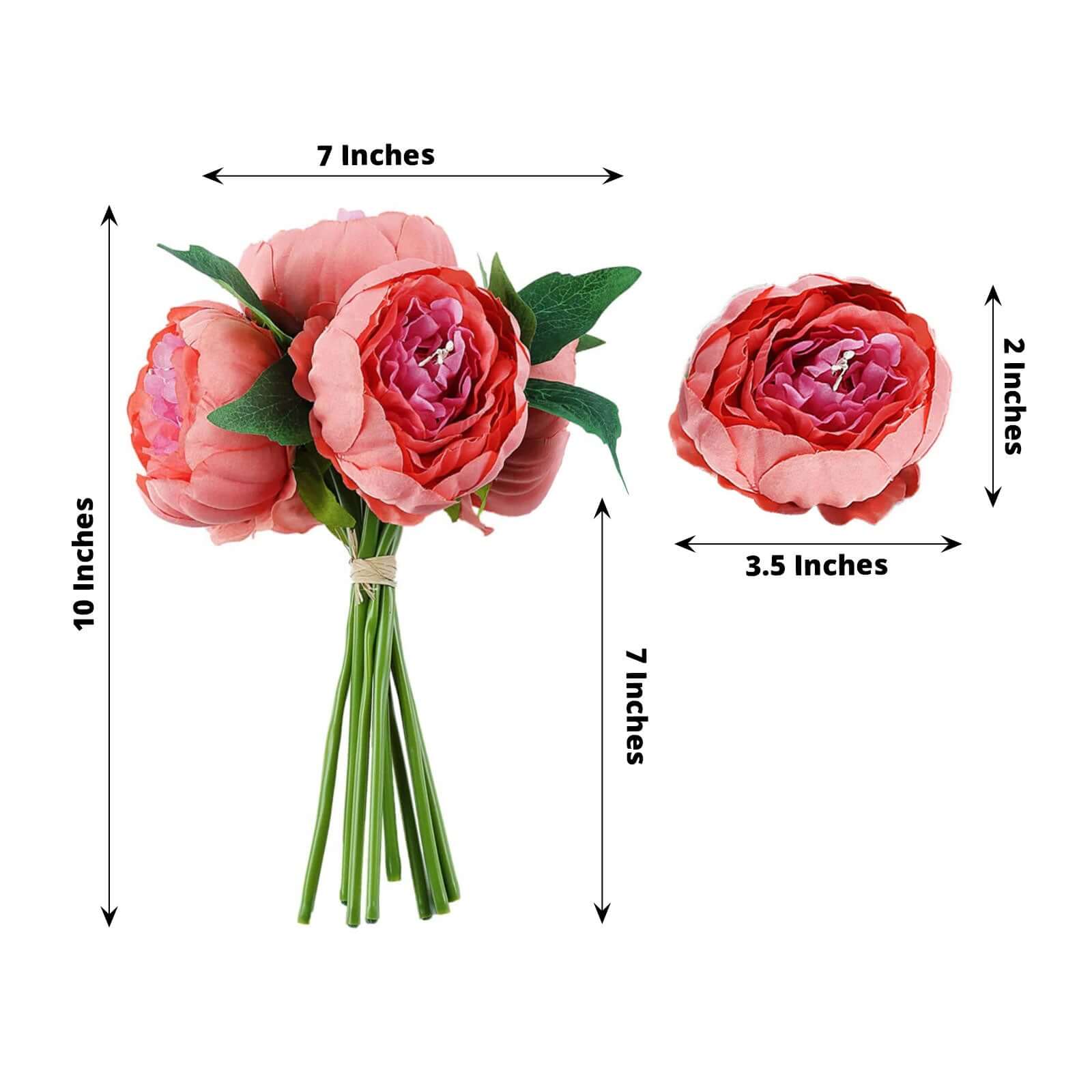 5 Flower Head Dusty Rose Peony Bouquet Artificial Silk Peonies Spray