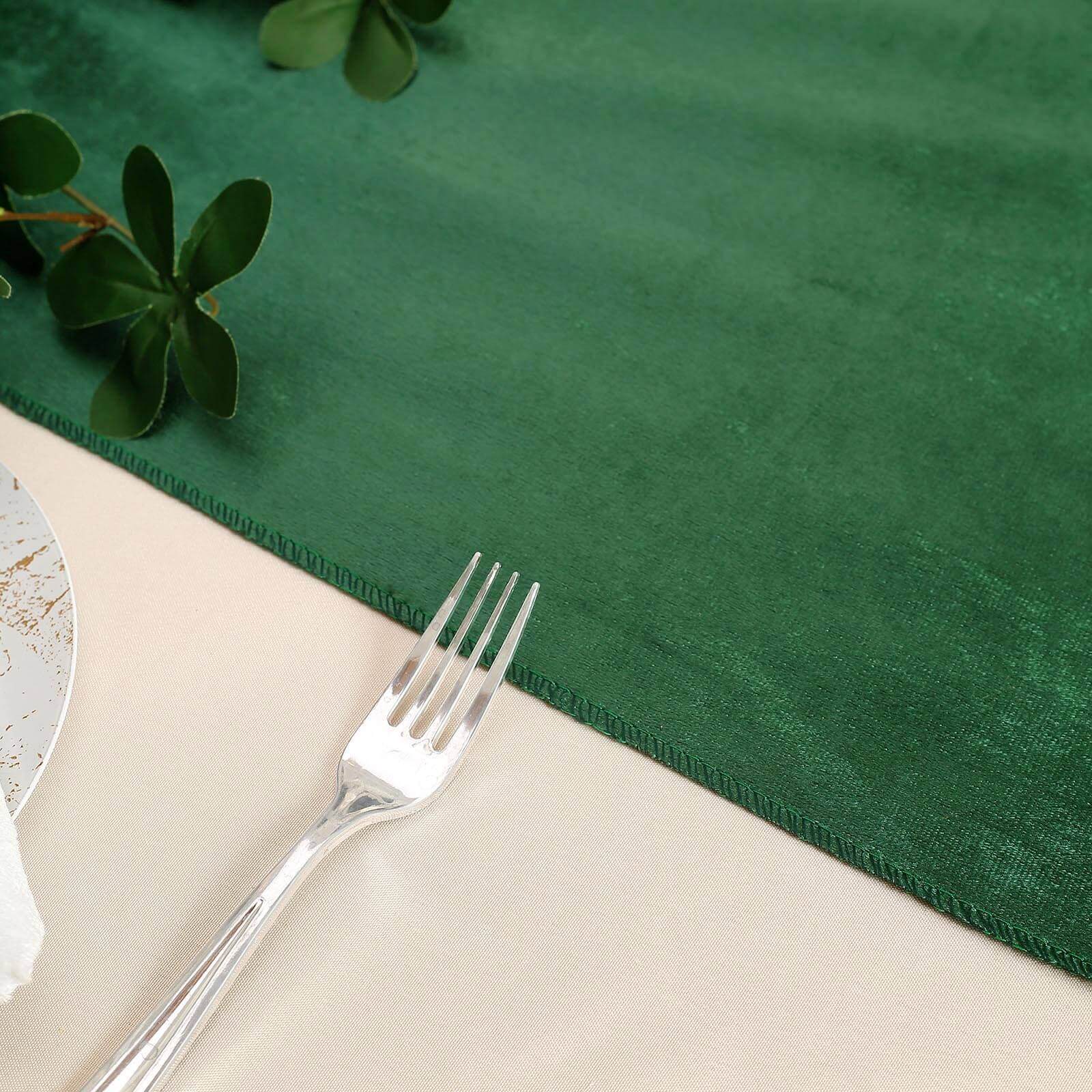 Premium Velvet 12x108 Table Runner Hunter Emerald Green - Sheen Finish Reusable Table Decor