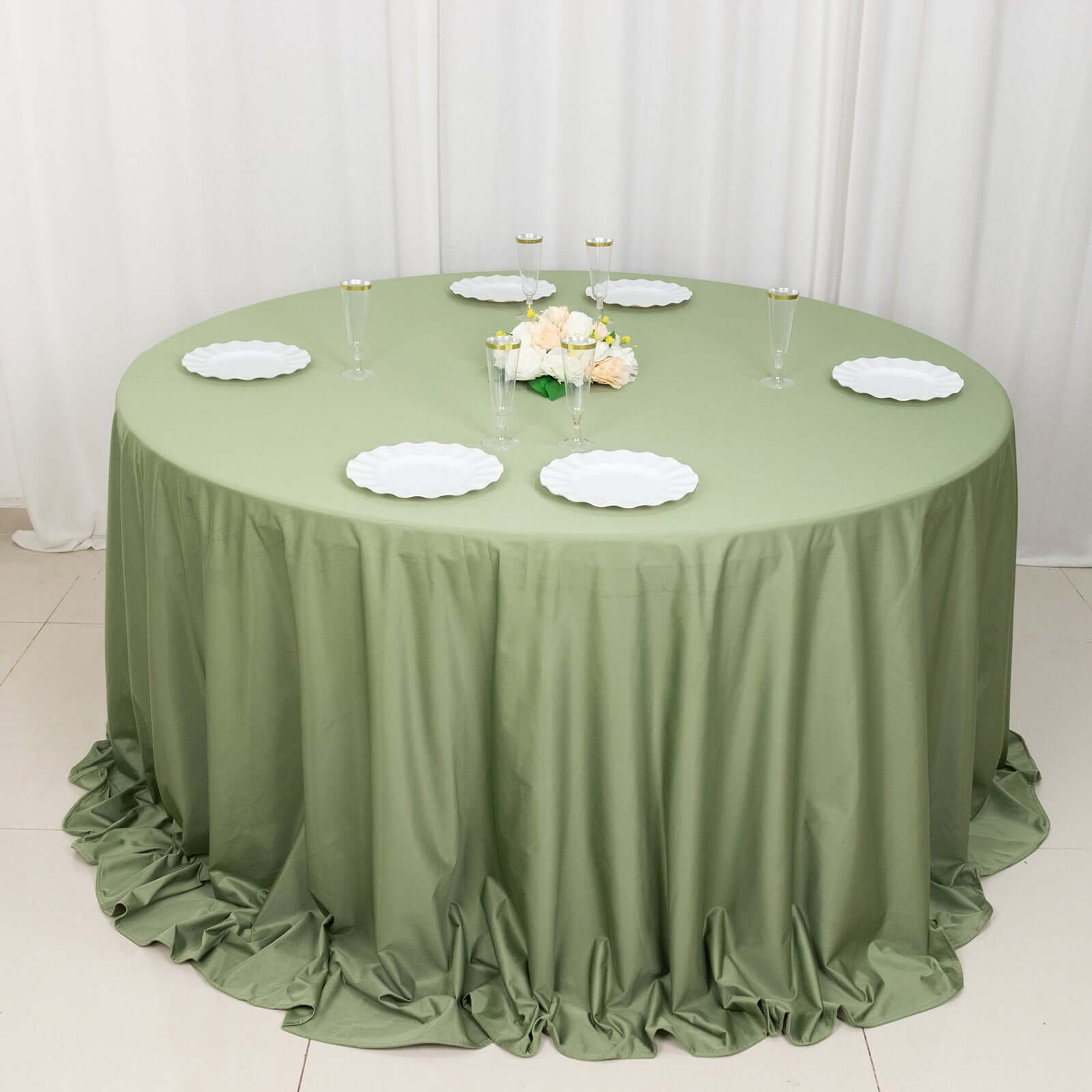 Premium Scuba Round 132 Tablecloth Dusty Sage Green - Wrinkle Free & Stain Resistant Seamless Table Cover