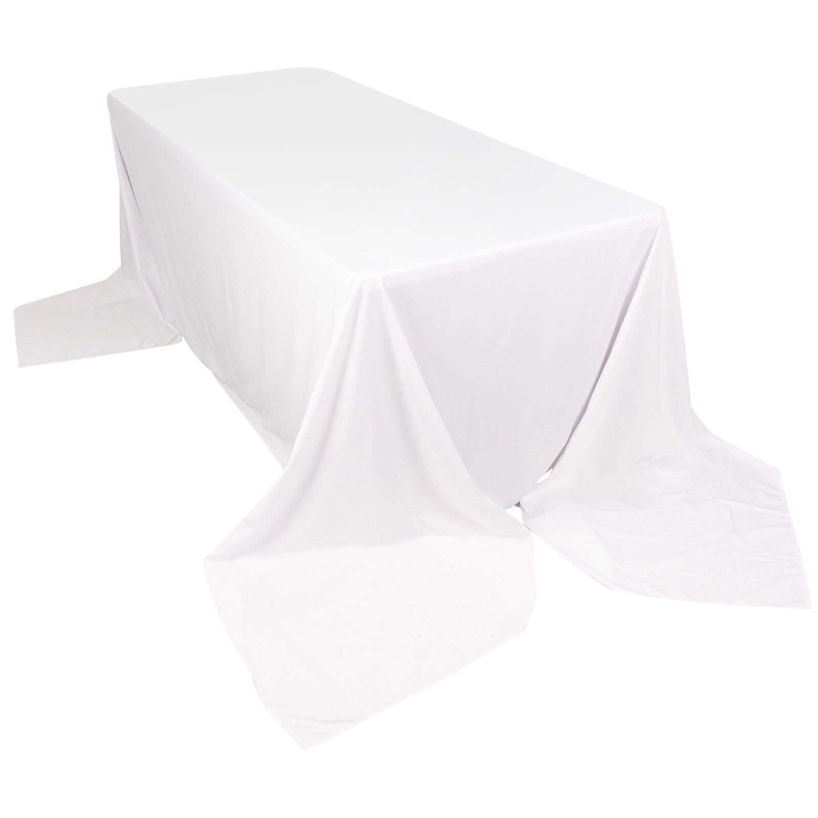 Premium Scuba Rectangular 90x156 Tablecloth White - Wrinkle Free, Stain Resistant & Seamless Table Cover for Weddings and Parties