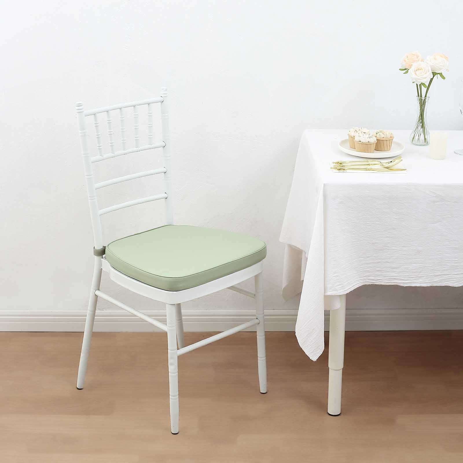 Chiavari Chair Cushion with 1.5 Thick Memory Foam and Ties Sage Green - Stylish Removable Cover for Comfort