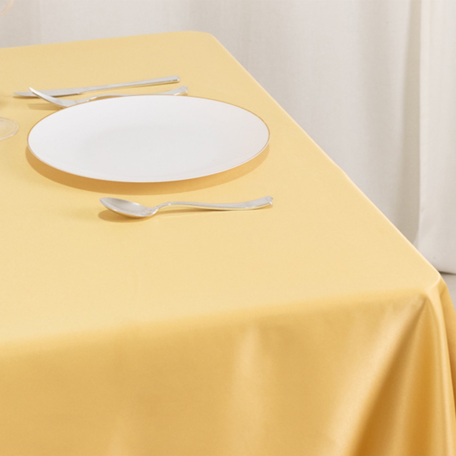 Lamour Satin 54x54 Table Overlay Square Tablecloth Champagne - Durable & Silk-Like Table Cover