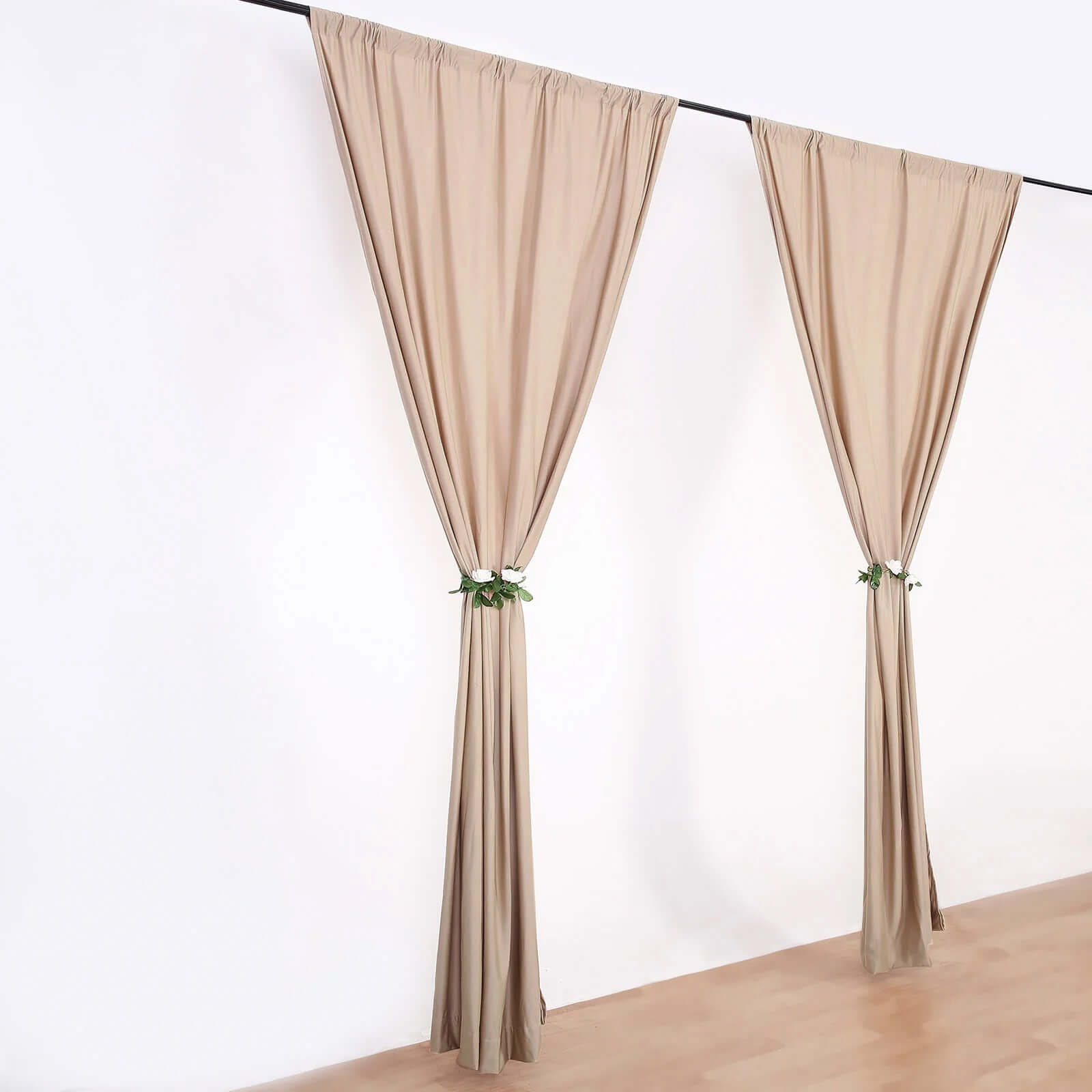 2 Pack Nude Scuba Polyester Event Curtain Drapes, Durable Flame Resistant Backdrop Event Panels Wrinkle Free with Rod Pockets - 10ftx10ft