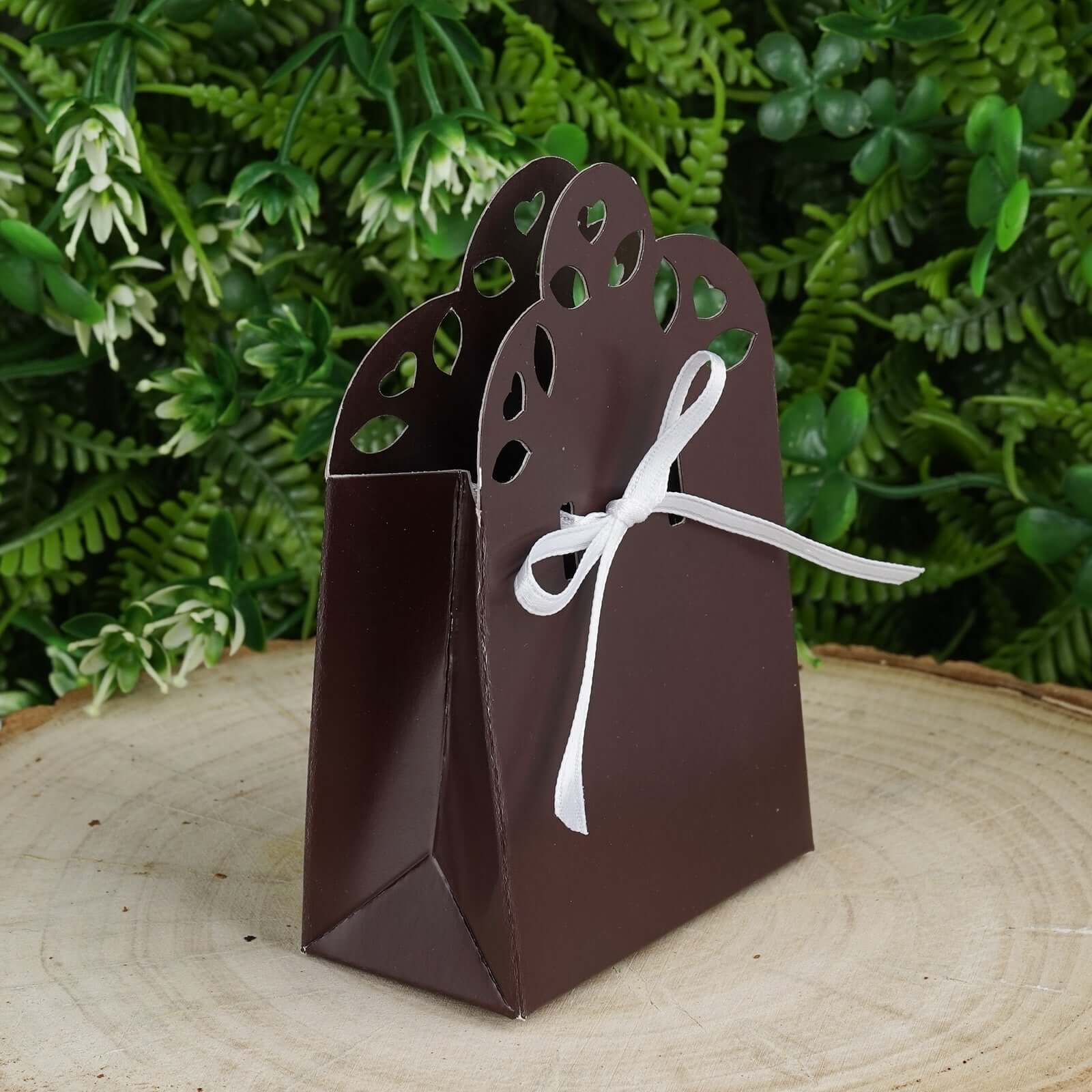 100 Pack Chocolate Brown Sacchetto Gift Box Wedding Candy Favor Bag