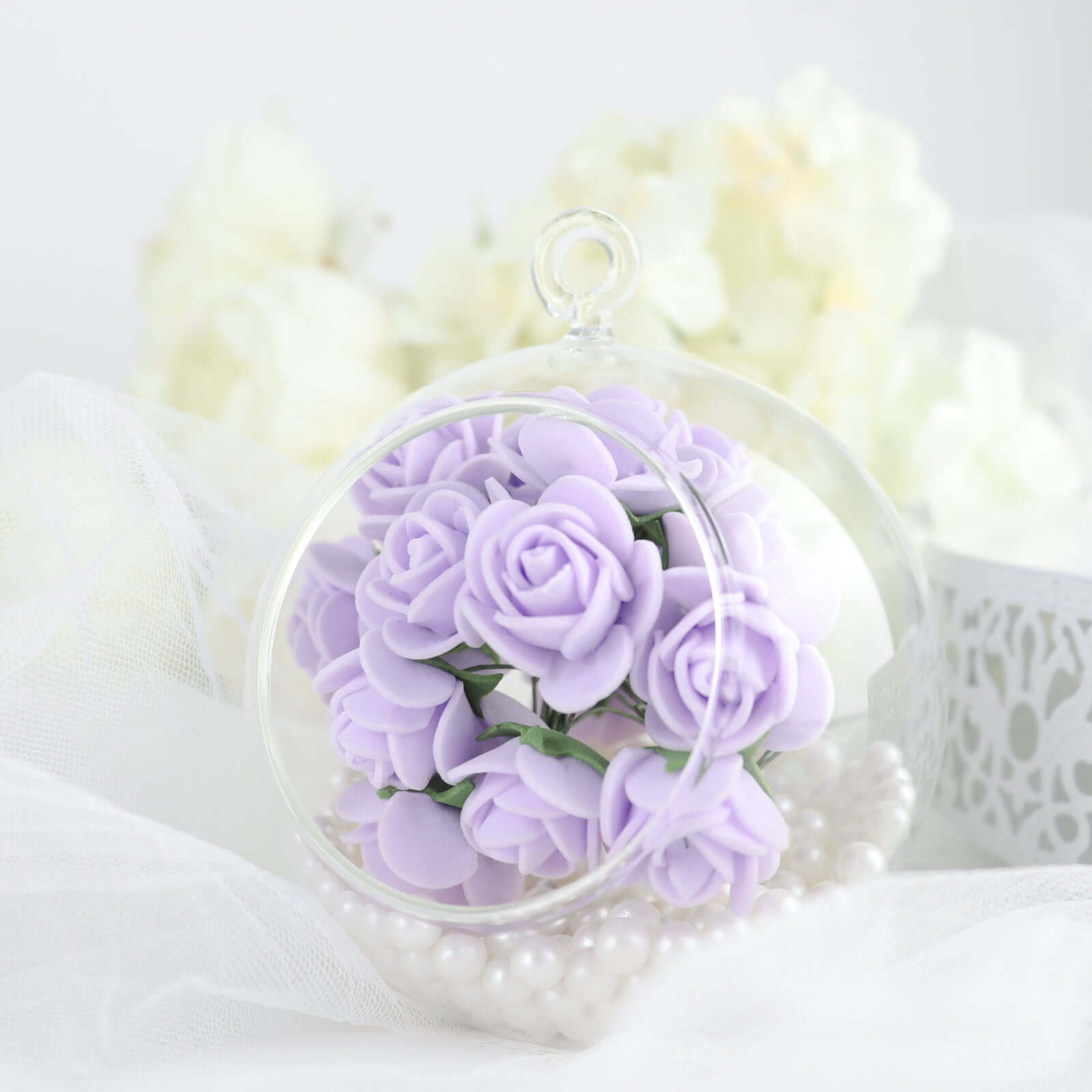 48 Roses 1 Lavender Lilac Real Touch Artificial DIY Foam Rose Flowers With Stem, Craft Rose Buds