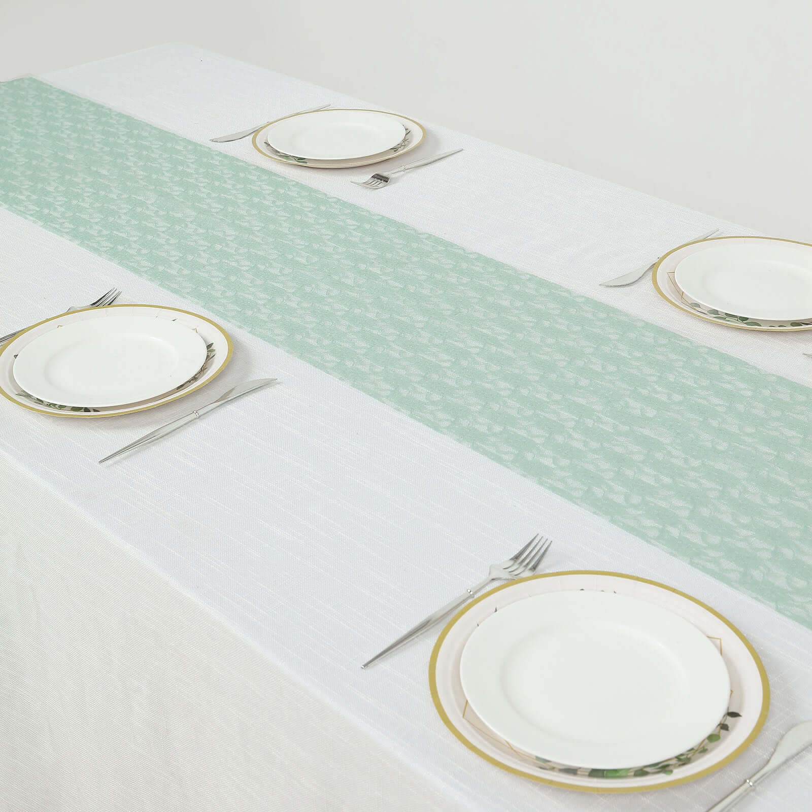 Floral Lace 12x108 Table Runner Sage Green - Stylish Vintage Table Decor