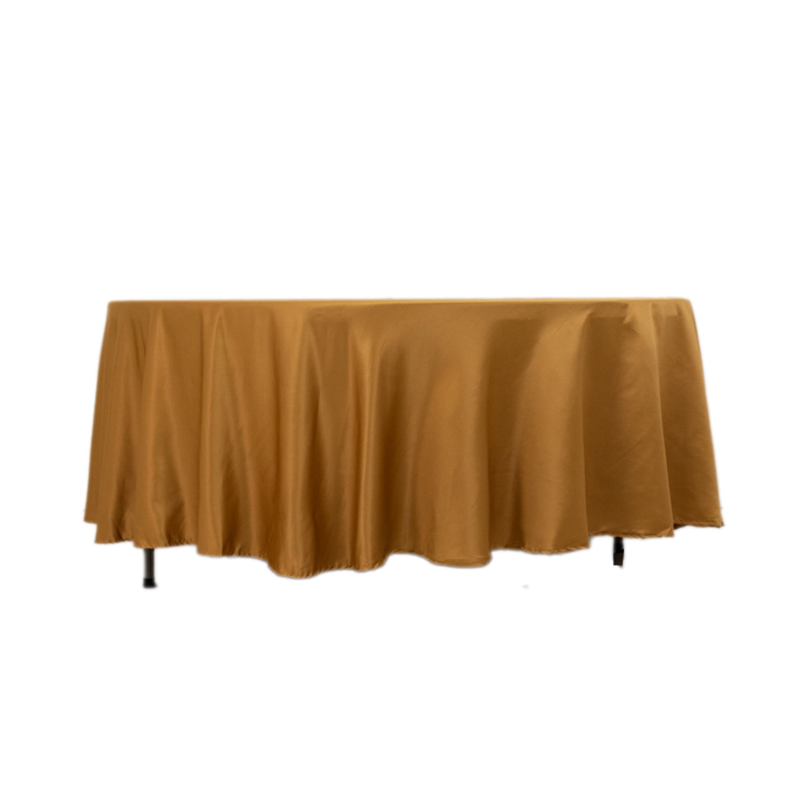 Lamour Satin 108 Round Tablecloth Gold - Durable & Silk-Like Table Cover for Classy Weddings & Events