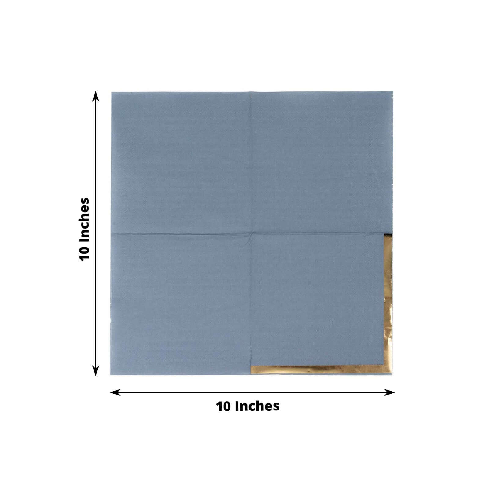 50-Pack Paper Beverage Napkins Dusty Blue with Gold Foil Edge - 2 Ply Disposable Soft 18GSM Cocktail Napkins 5x5