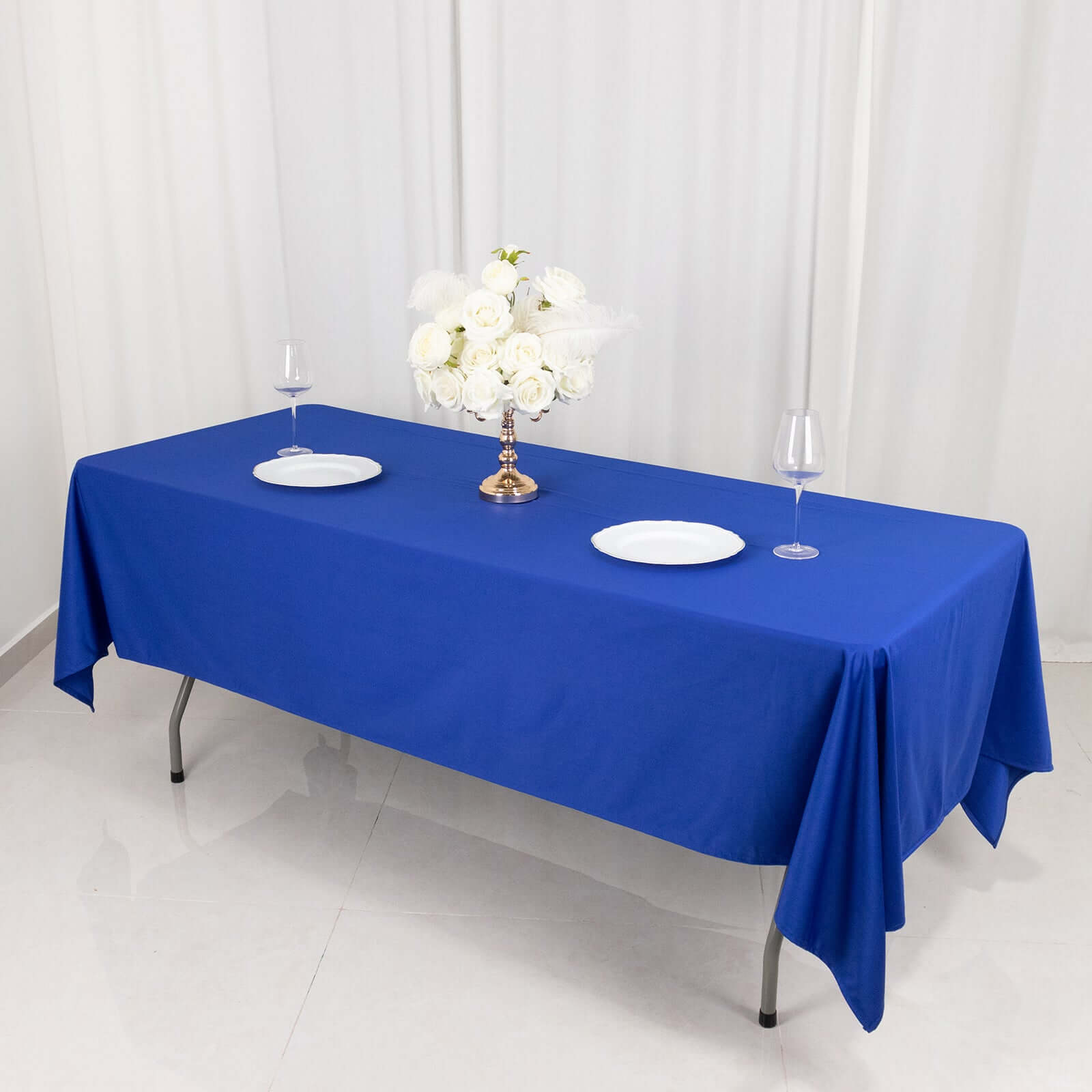 Premium Scuba Rectangular 60x102 Tablecloth Royal Blue - Wrinkle Free & Stain Resistant Table Cover