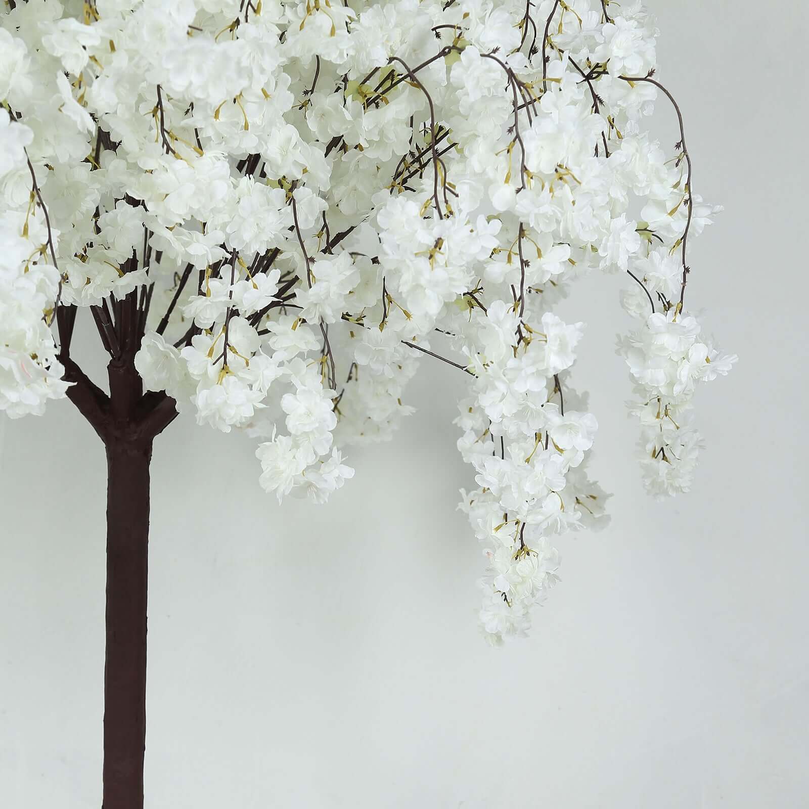 Silk Artificial Cherry Blossom Tree White - Realistic Faux Indoor Sakura Flowers Wishing Tree with Detachable Metal Base for Gardens Parties & Receptions 5ft