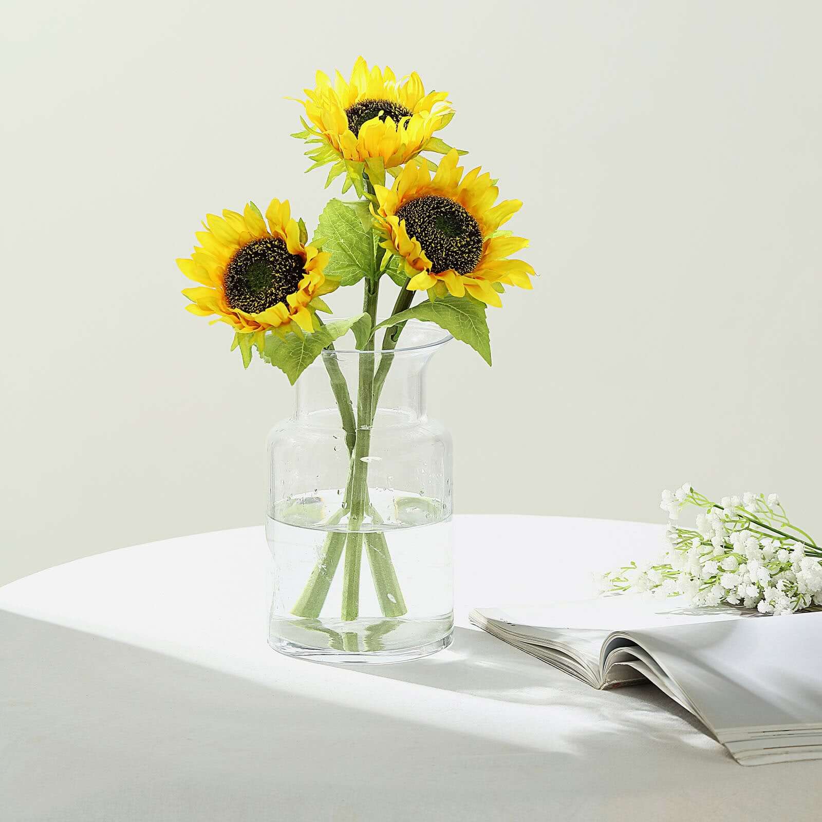 3 Stems 17 Yellow Artificial Silk Sunflower Flower Bouquet Branches