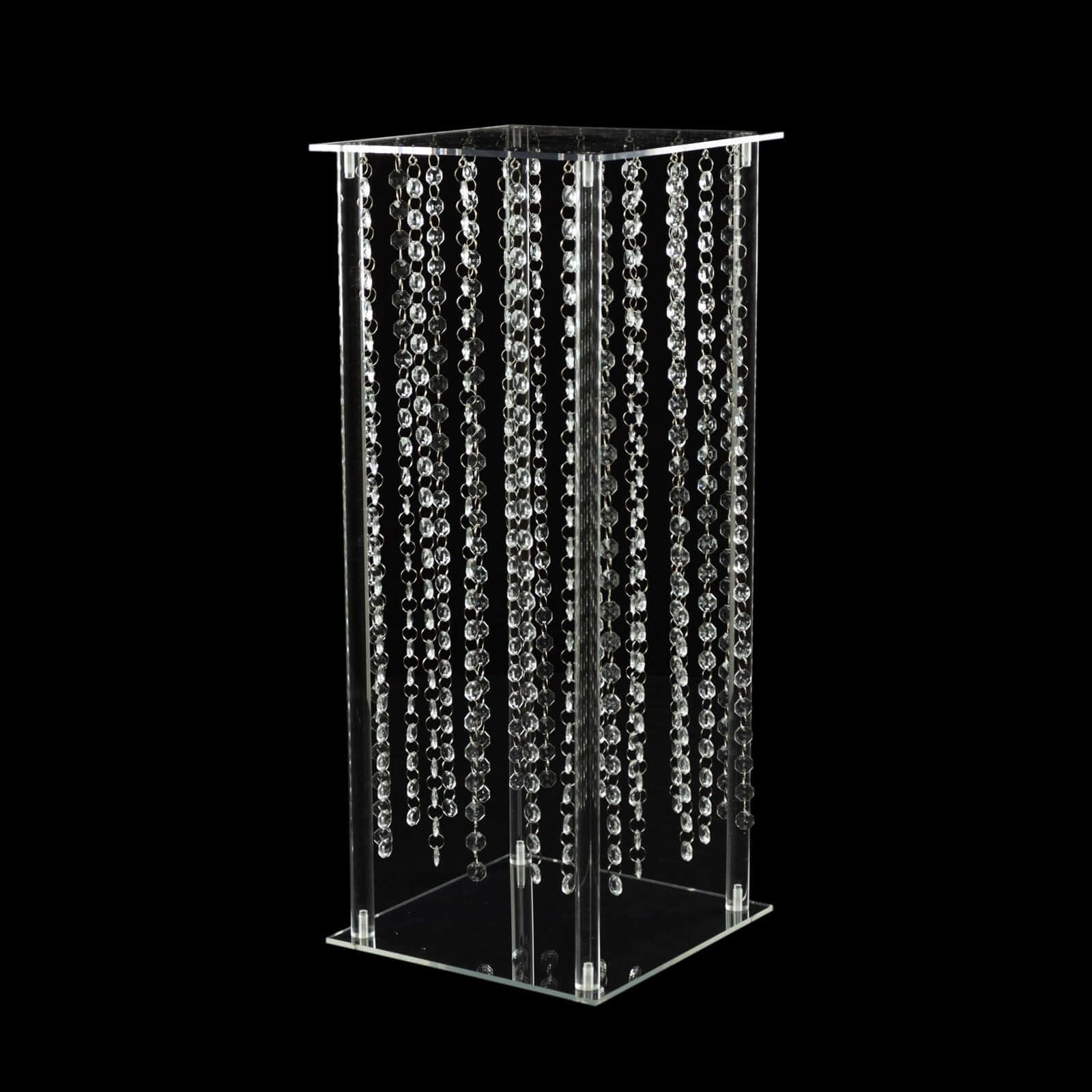 Acrylic Flower Pedestal Vase Pillar Stand with Crystal Beads Clear - Durable Wedding Table Centerpiece 24