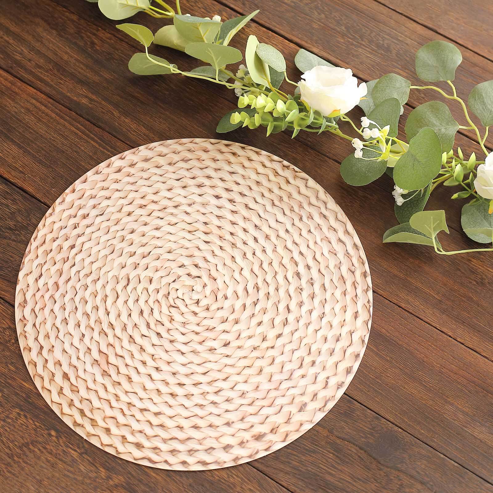 6-Pack Disposable Table Placemats in Wheat with Woven Rattan Print - 700GSM Cardboard Placemats for Rustic Themes & Outdoor Events 13